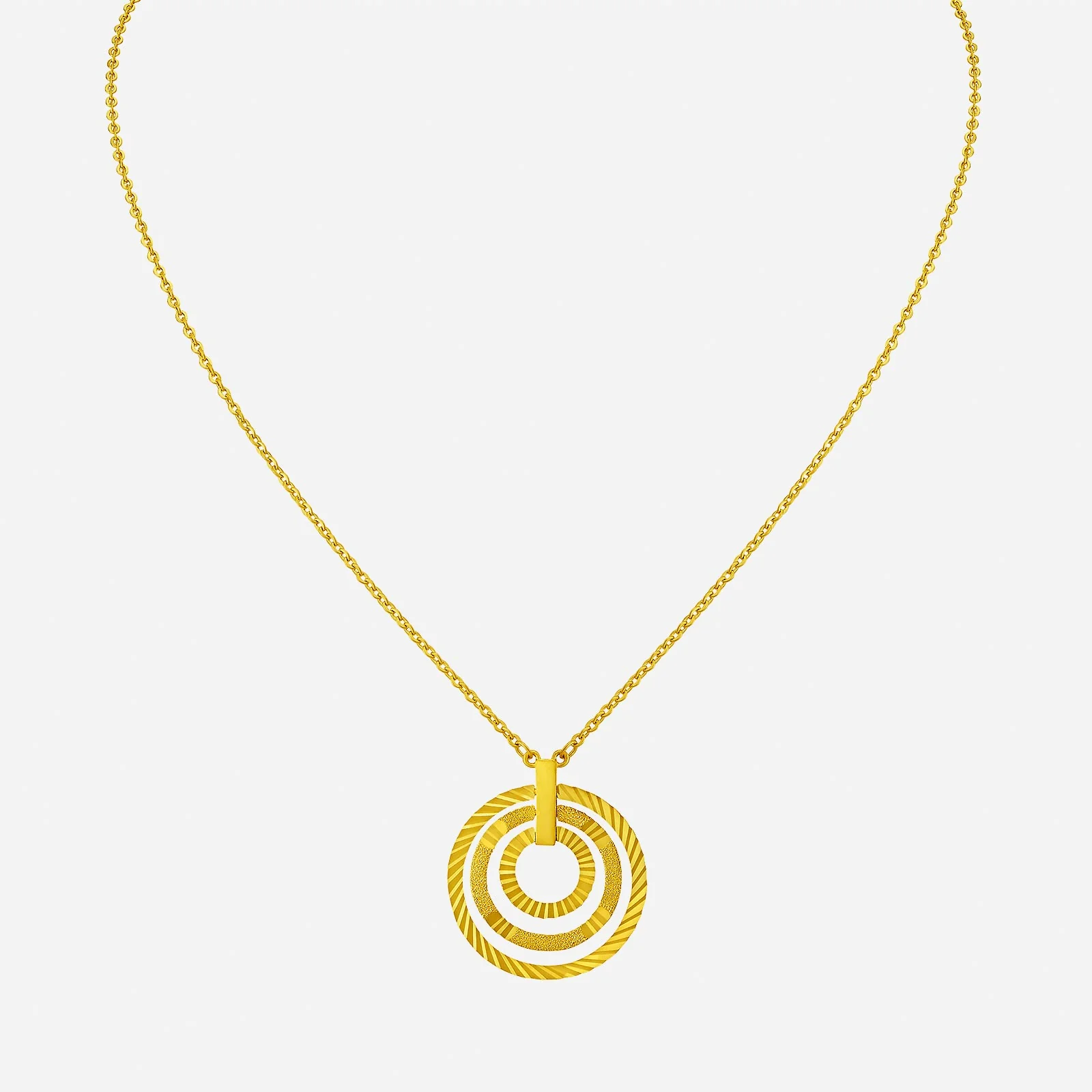 Layered Circles Necklace in Yellow Gold (F999STYLE0489A)