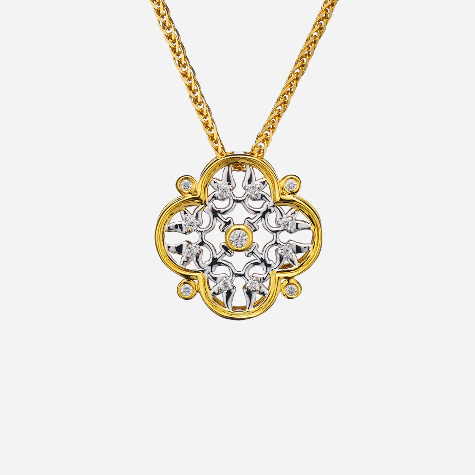Legacy Floral Diamond Pendant in Yellow White Gold (GPOHHENGLEGACY0705A)
