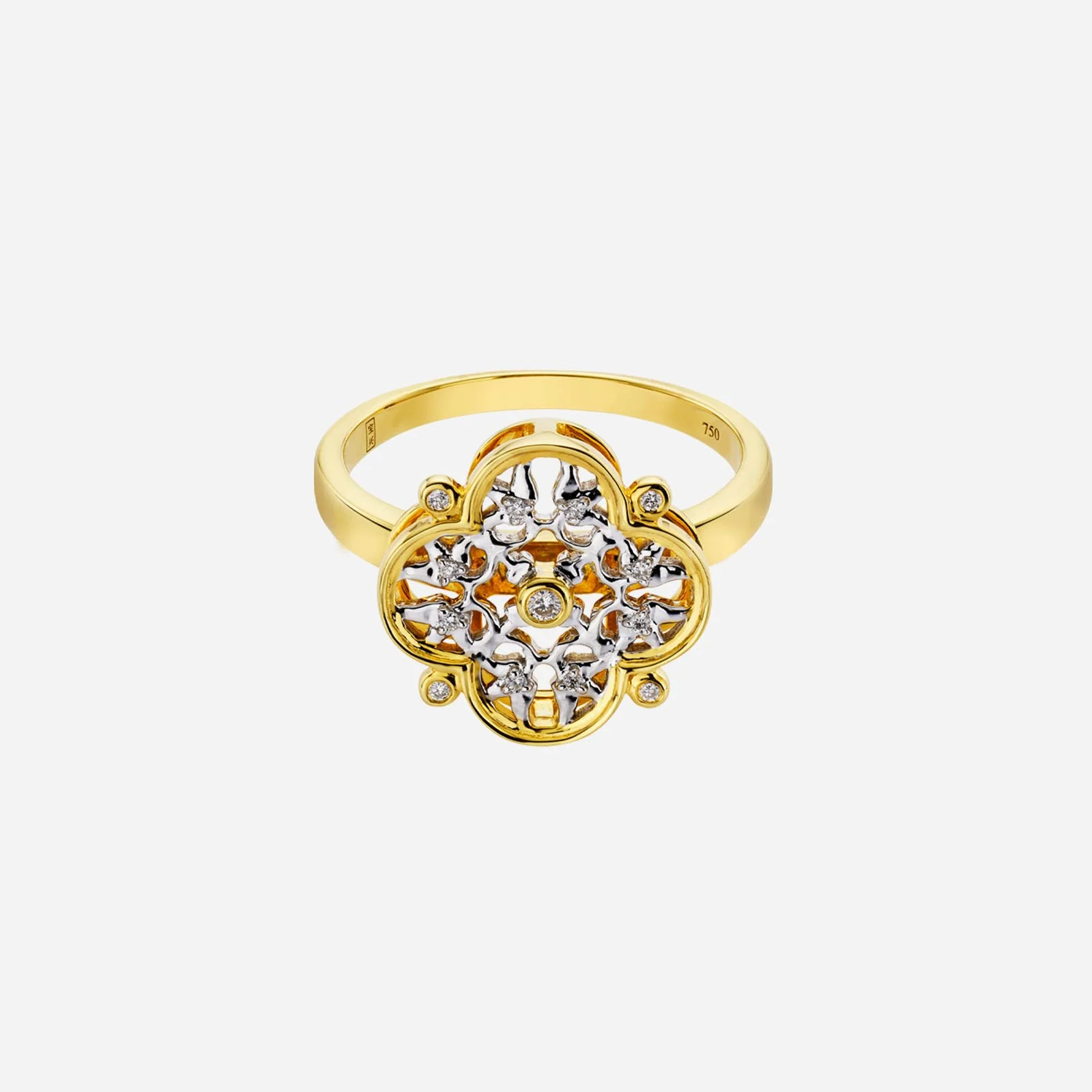 Legacy Floral Diamond Ring in Yellow White Gold (APOHHENGLEGACY0446A)