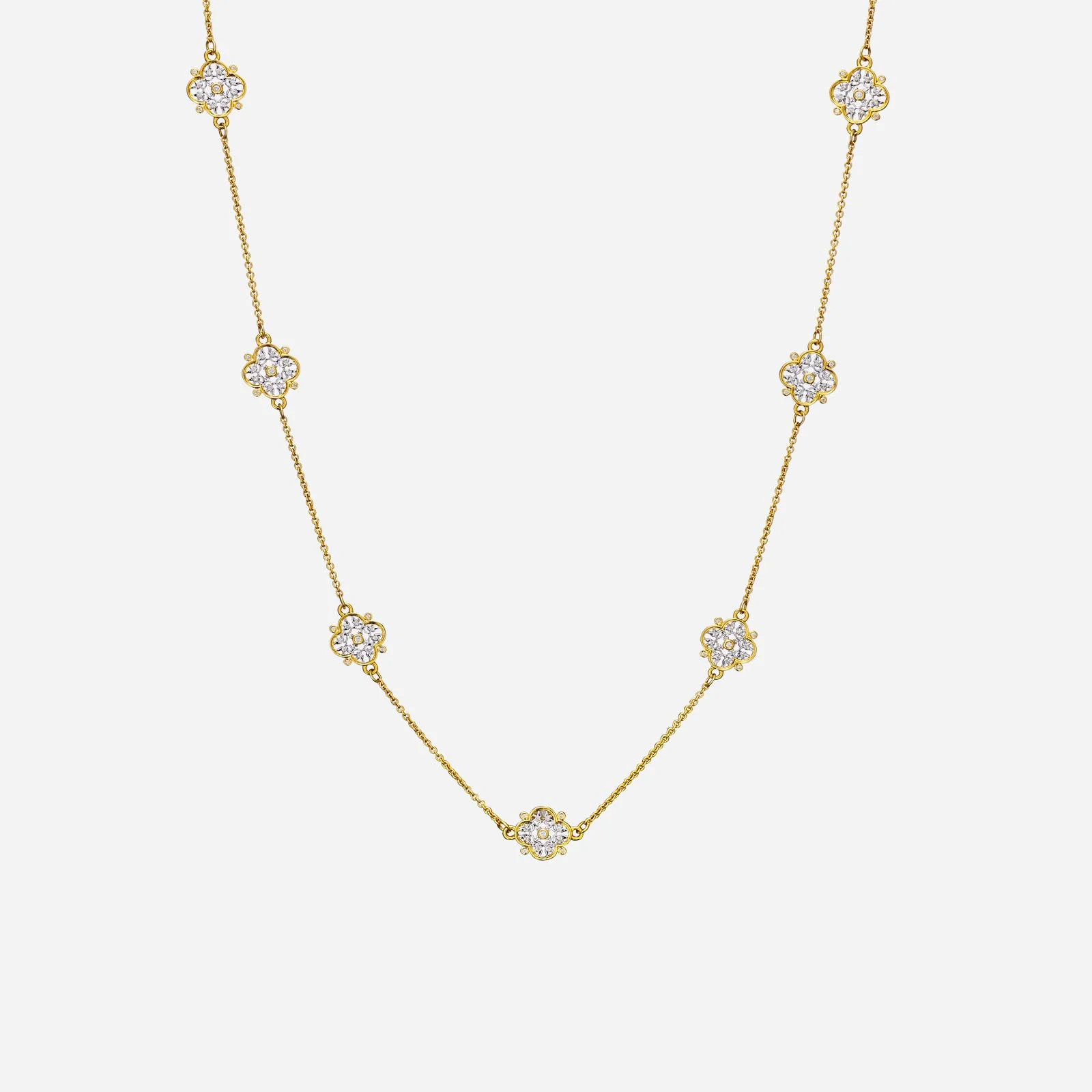 Legacy Floral Long Diamond Necklace in Yellow White Gold (FPOHHENGLEGACY0176A)
