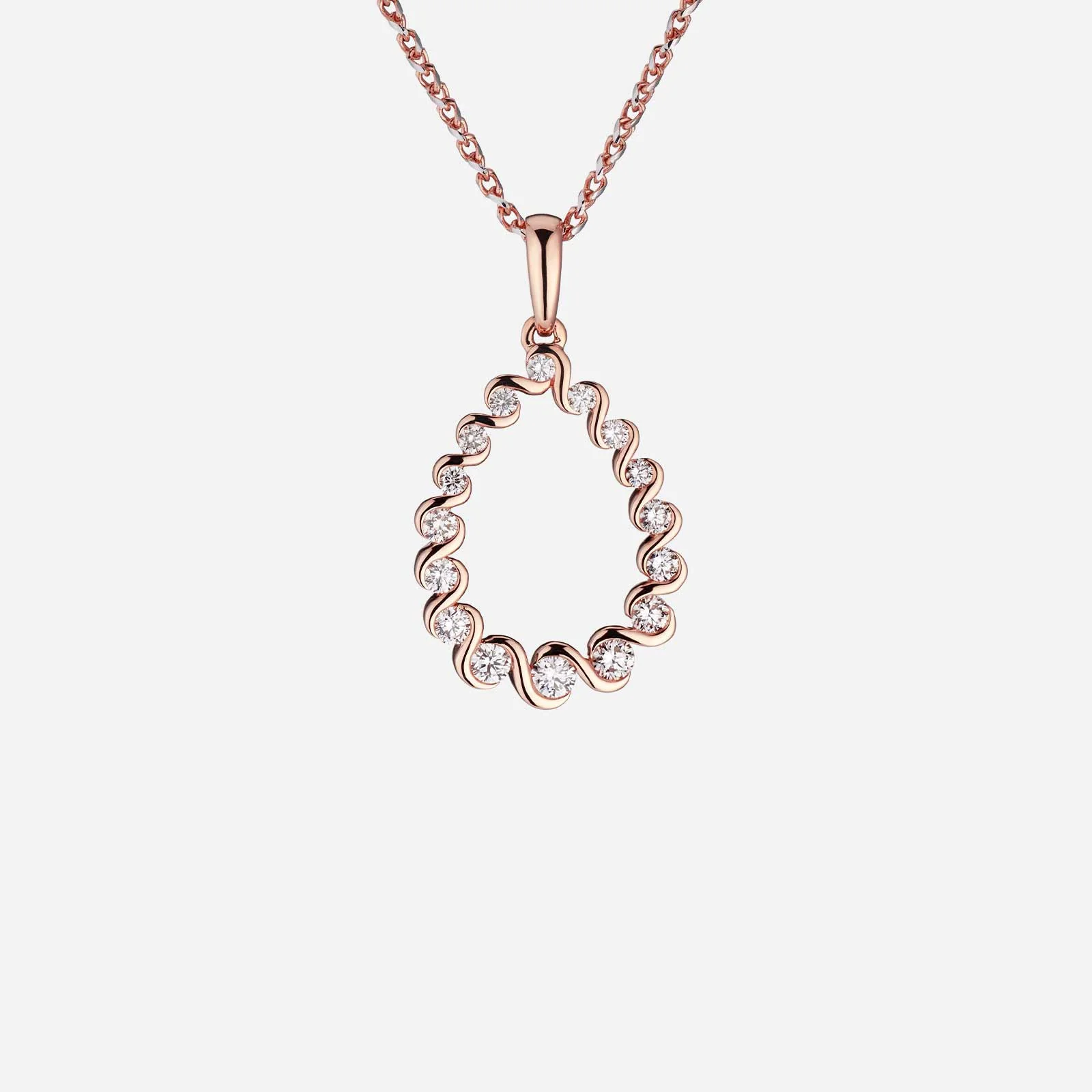 Love Journey Teardrop Diamond Pendant in Rose Gold (GLOVEJOURNEY0503A)