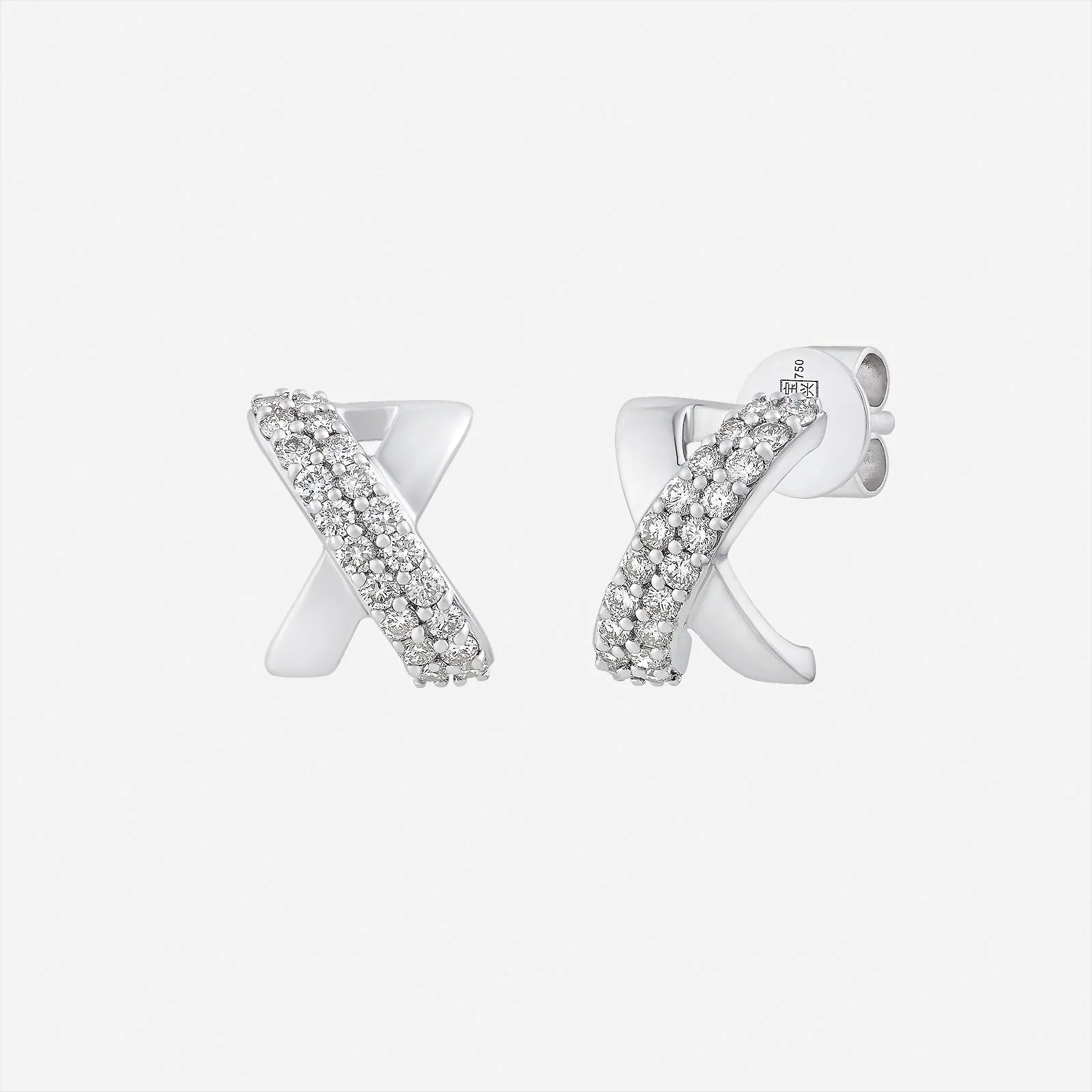 Luxe Shine Cross Diamond Earrings in White Gold (HDIAGROUP240V1652A)
