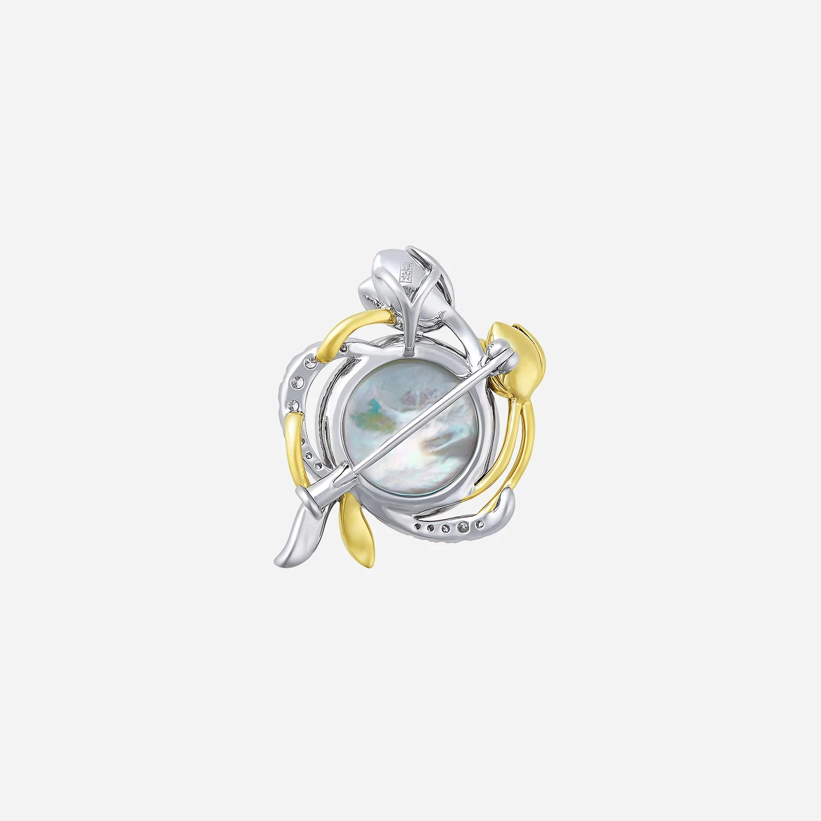 Mabe Pearl Pendant Brooch with Diamond in White Yellow Gold (GPRLSTYLE1710A) - Image 3
