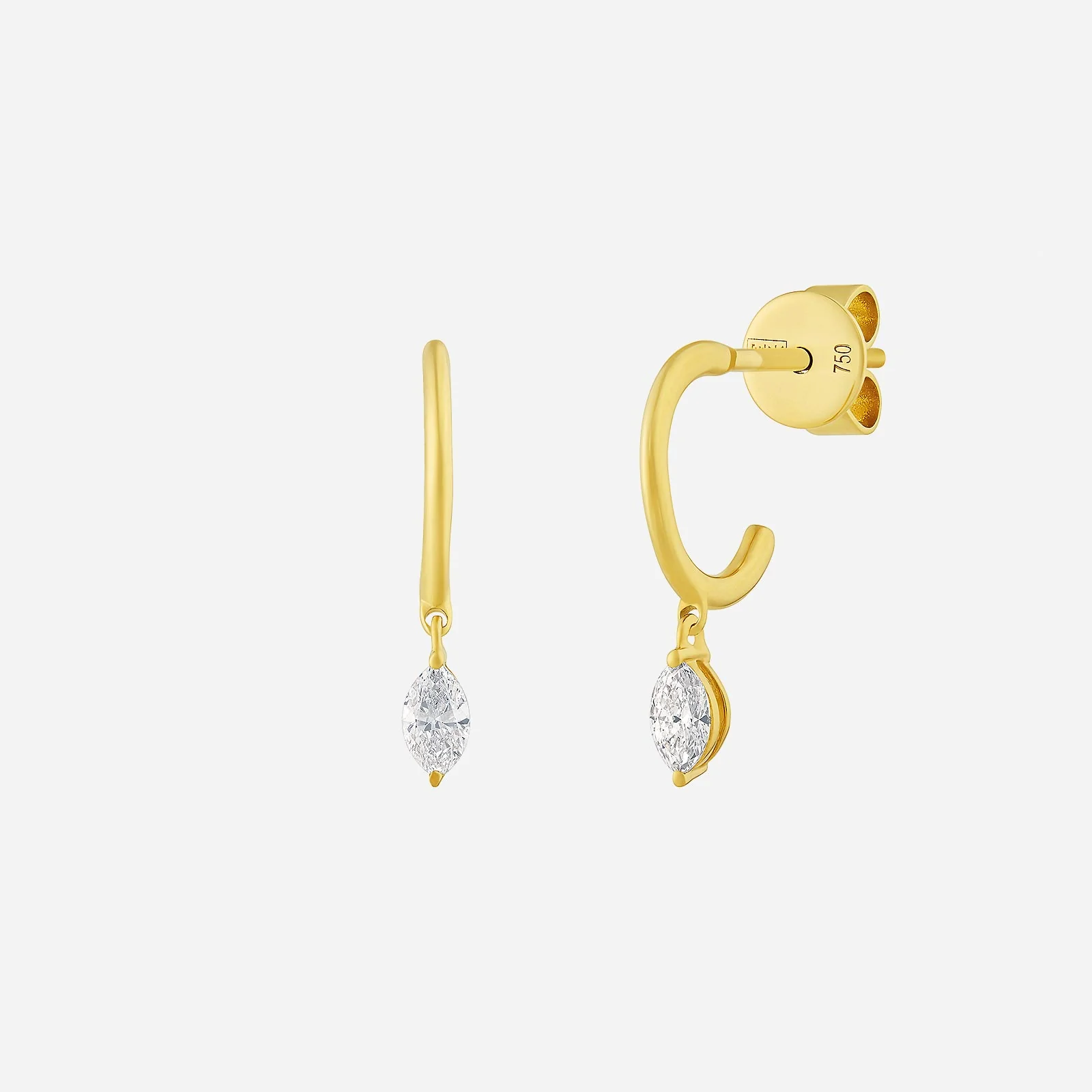 Marquise Drop Diamond Earrings in Yellow Gold (HDIAFREESTYLEY1519A)