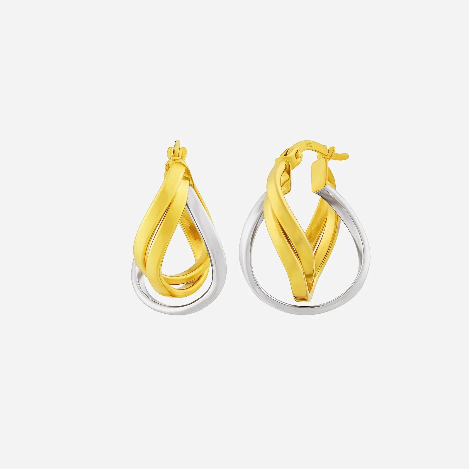 Oval Loop Huggie Earrings in Yellow White Gold (H22KSTYLE1571A)