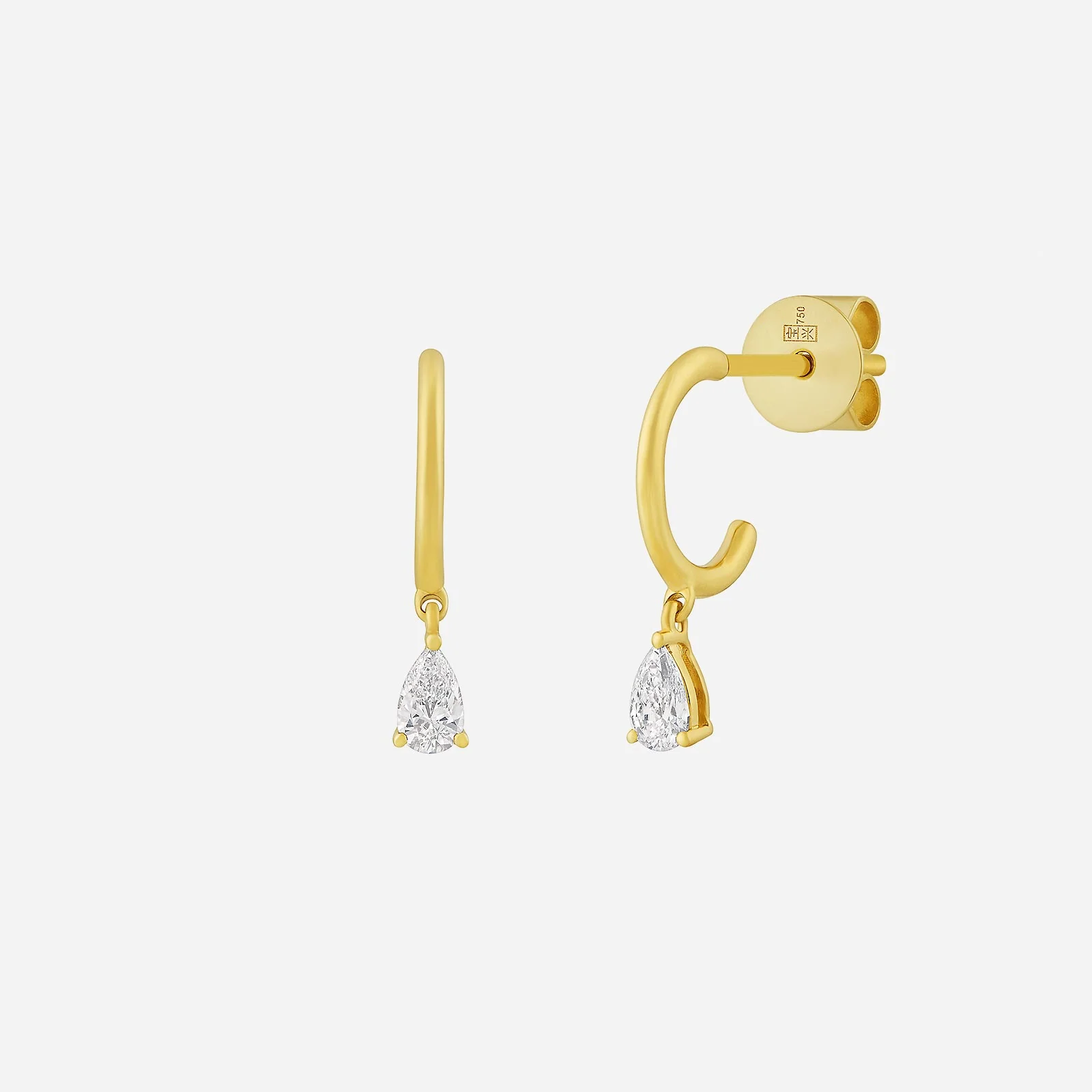Pear Drop Diamond Earrings in Yellow Gold (HDIAFREESTYLEY1521A)