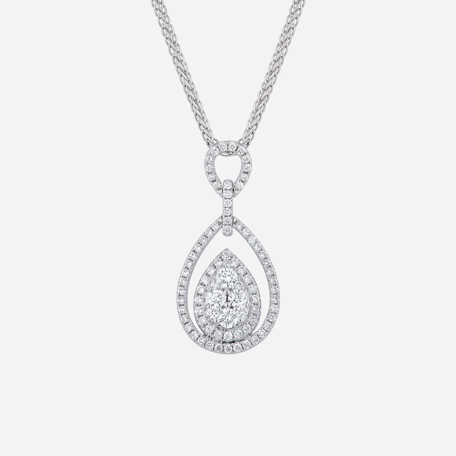 Pear Halo Diamond Pendant in White Gold (GDIASTYLE1463A)