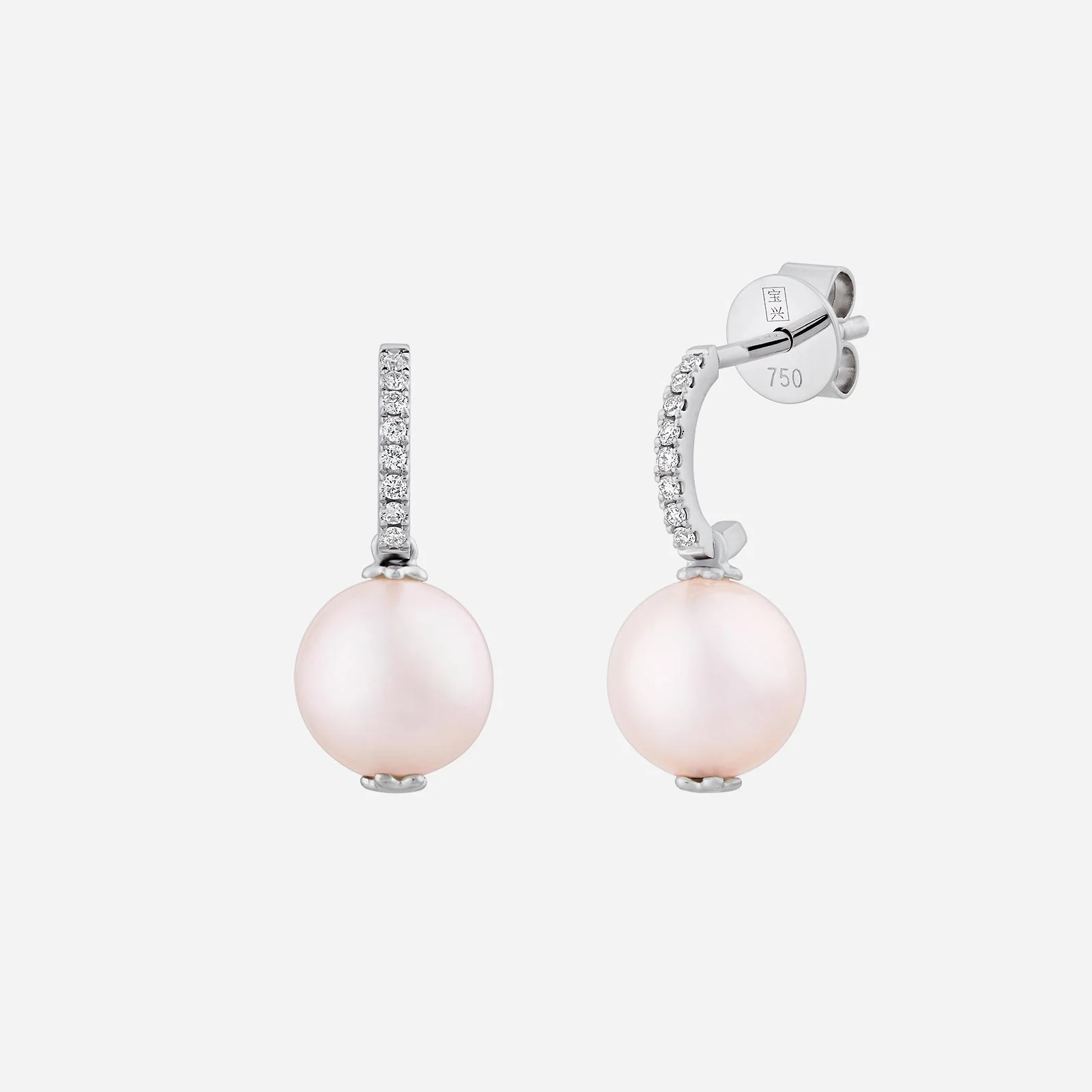 Pearl Earrings with Diamond in White Gold (HPRLGROUP119V1319A)