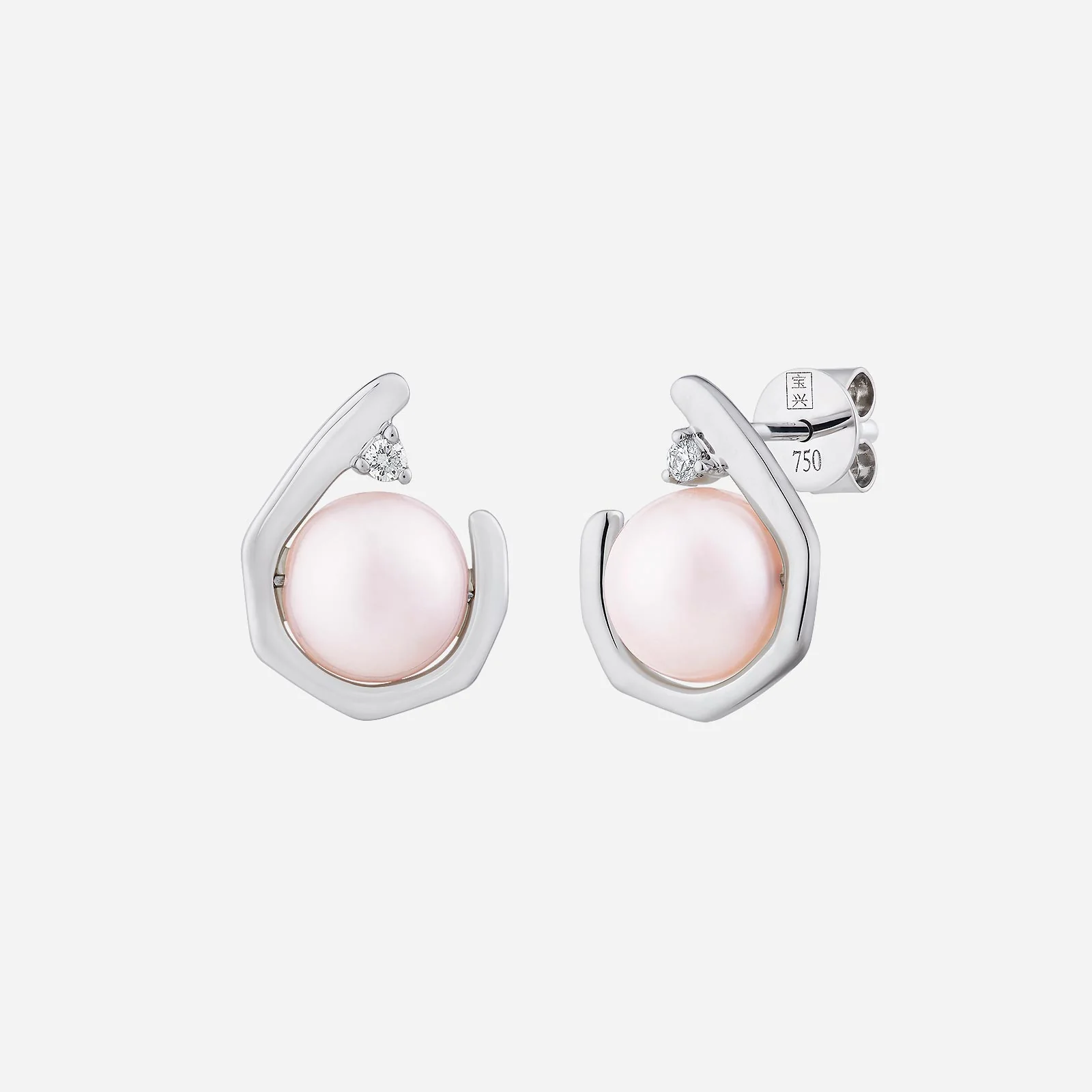 Pearl Earrings with Diamond in White Gold (HPRLGROUP123V1323A)