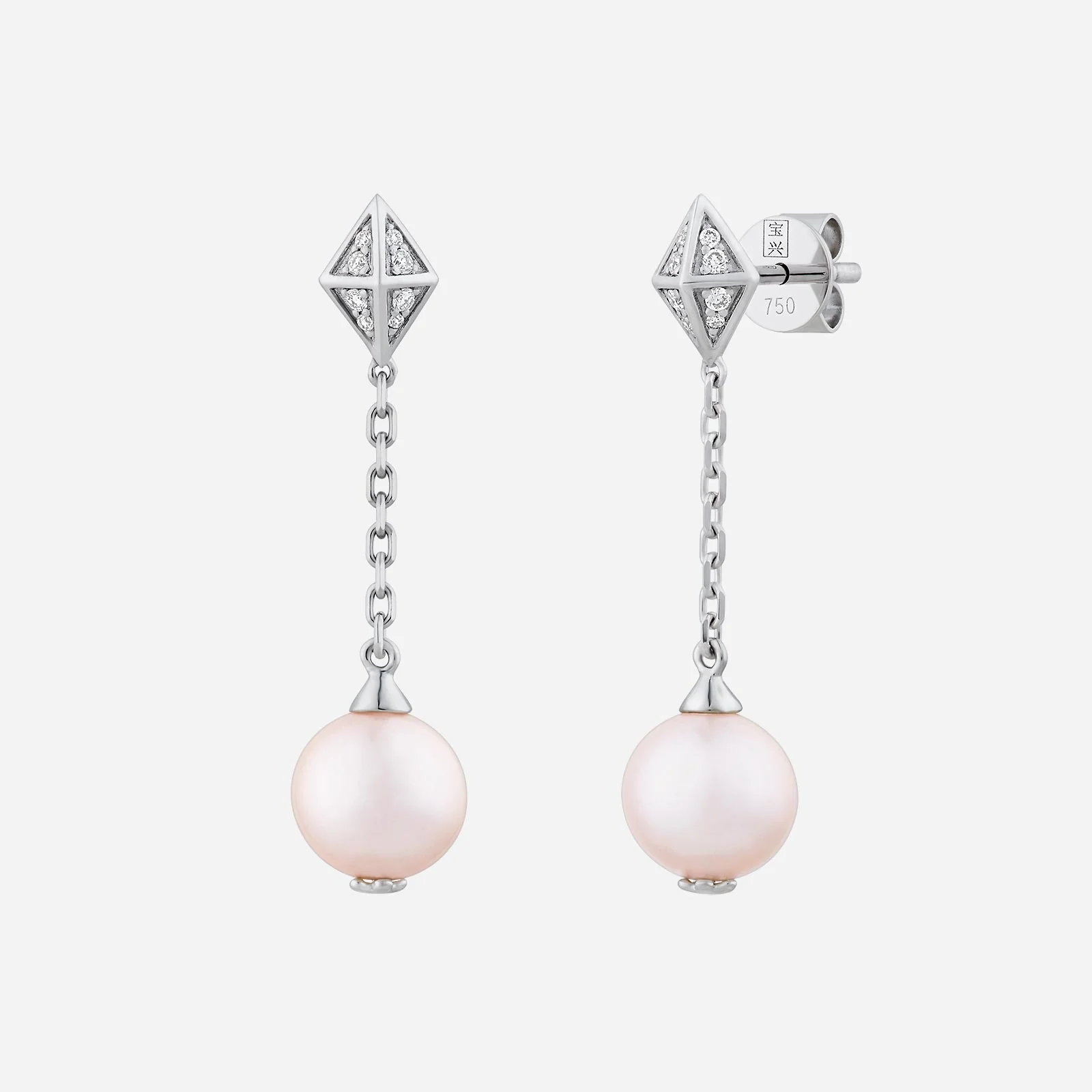 Pearl Earrings with Diamond in White Gold (HPRLGROUP124V1324A)