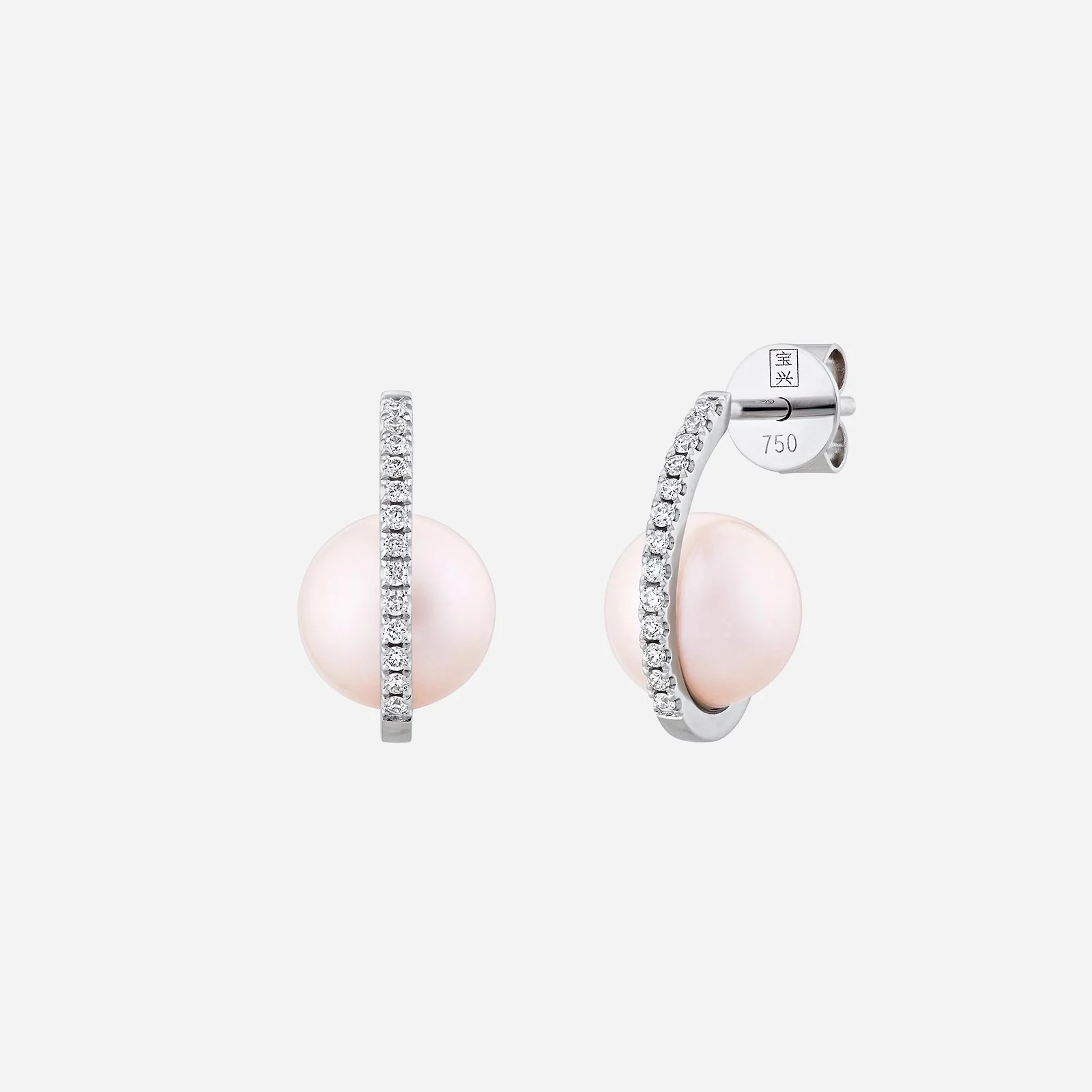 Pearl Earrings with Diamond in White Gold (HPRLSTYLE1318A)