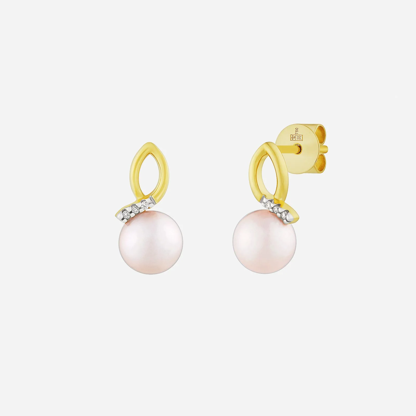 Pearl Earrings with Diamond in Yellow White Gold (HPRLGROUP205V1586A)