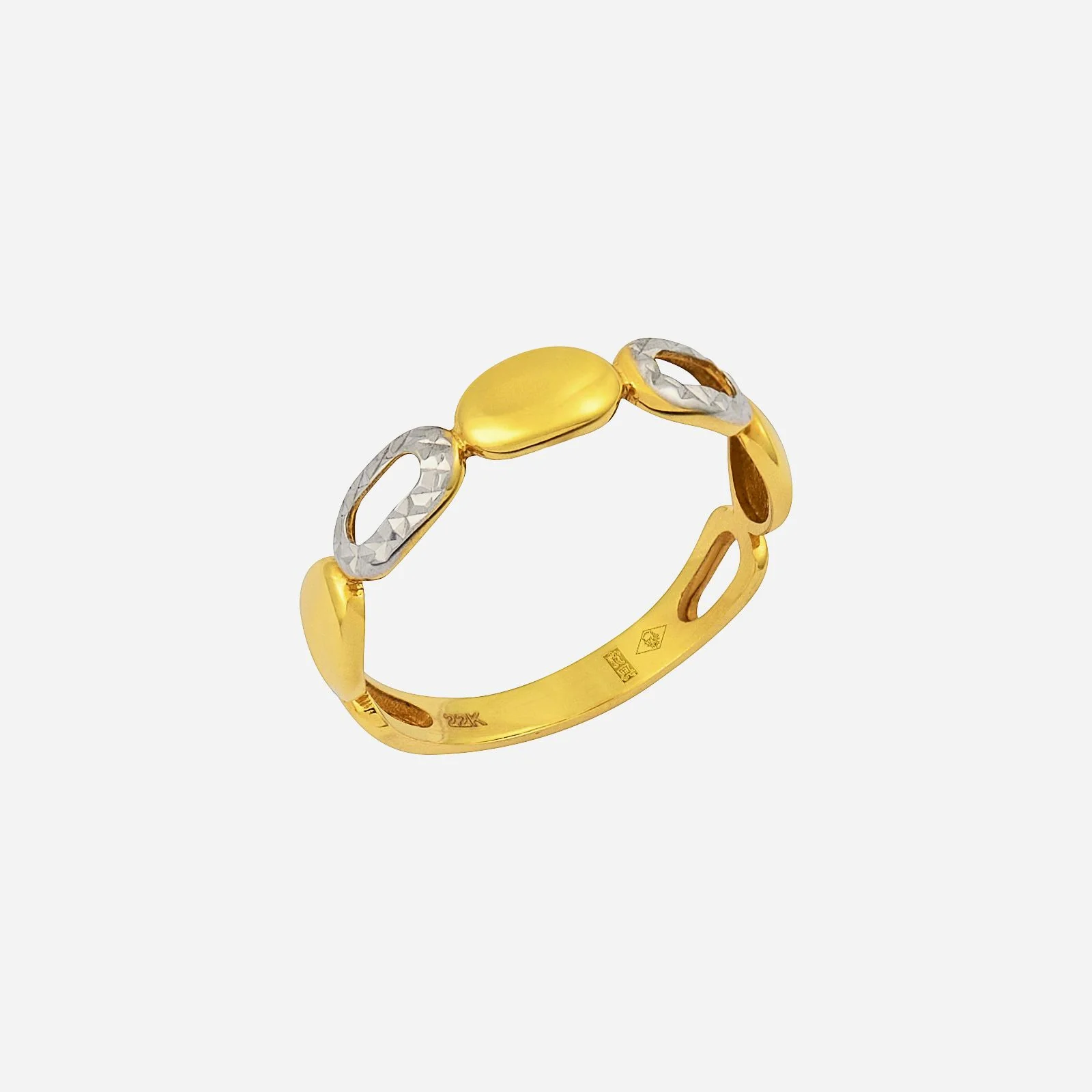 Pebbled Path Ring in Yellow White Gold (AGROUP027U0493A)