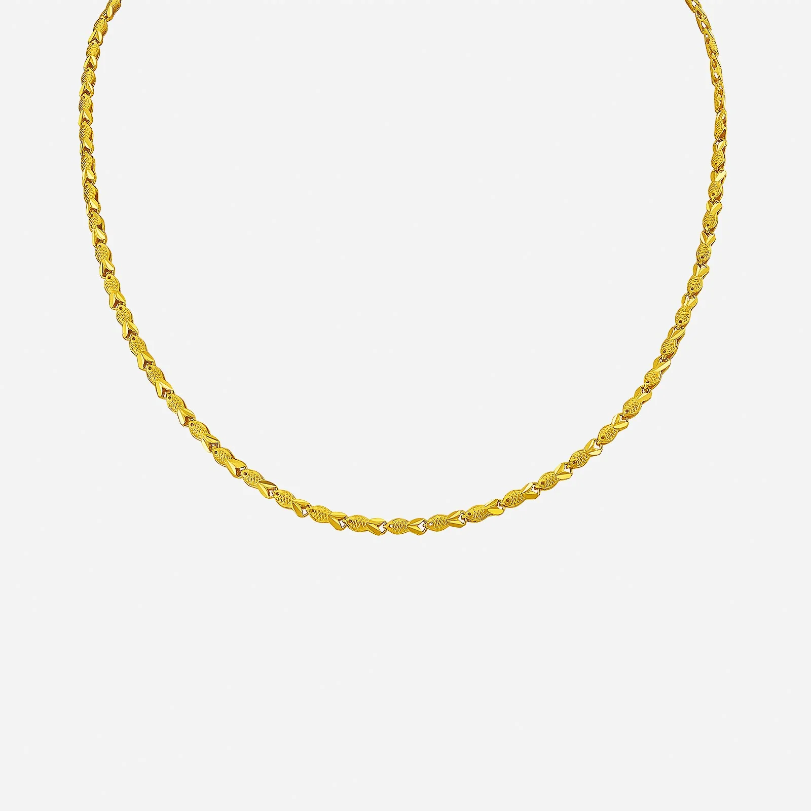 Pisces Link Chain Necklace in Yellow Gold (F999GROUP162V0480A)