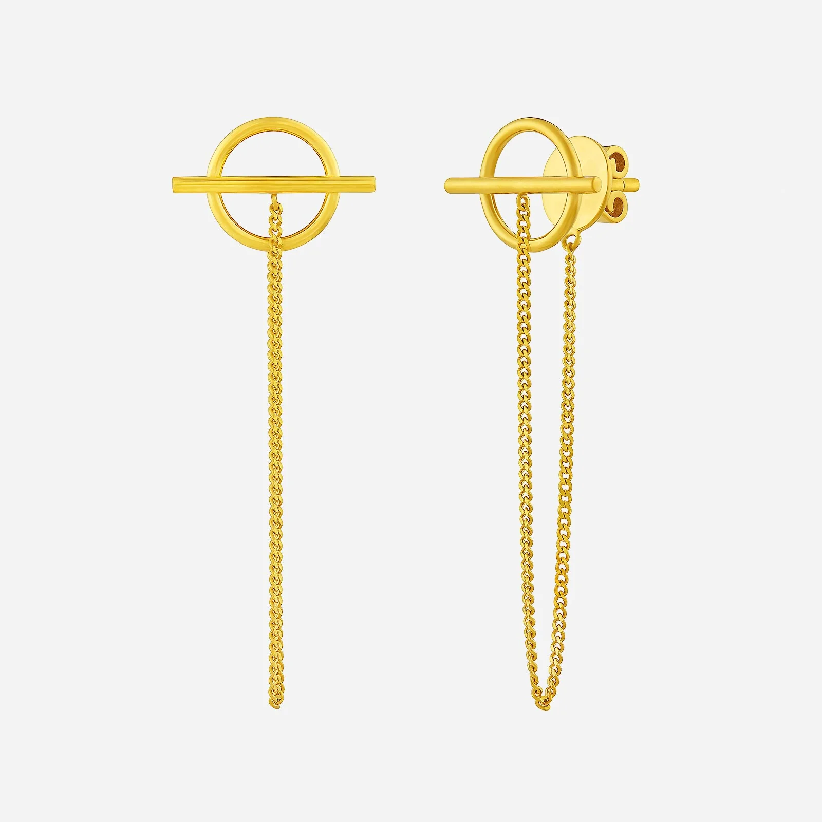 Poise Link Chain Earrings in Yellow Gold  (H22KFREESTYLE1702A)