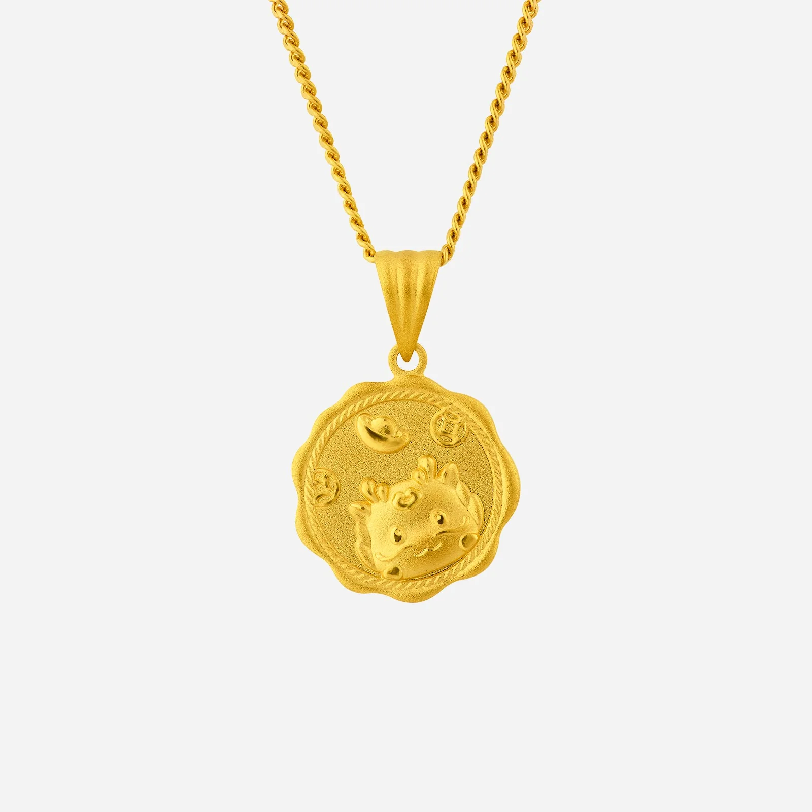 Prosperity Dragon Coin Pendant in Yellow Gold (G999STYLE1456A)