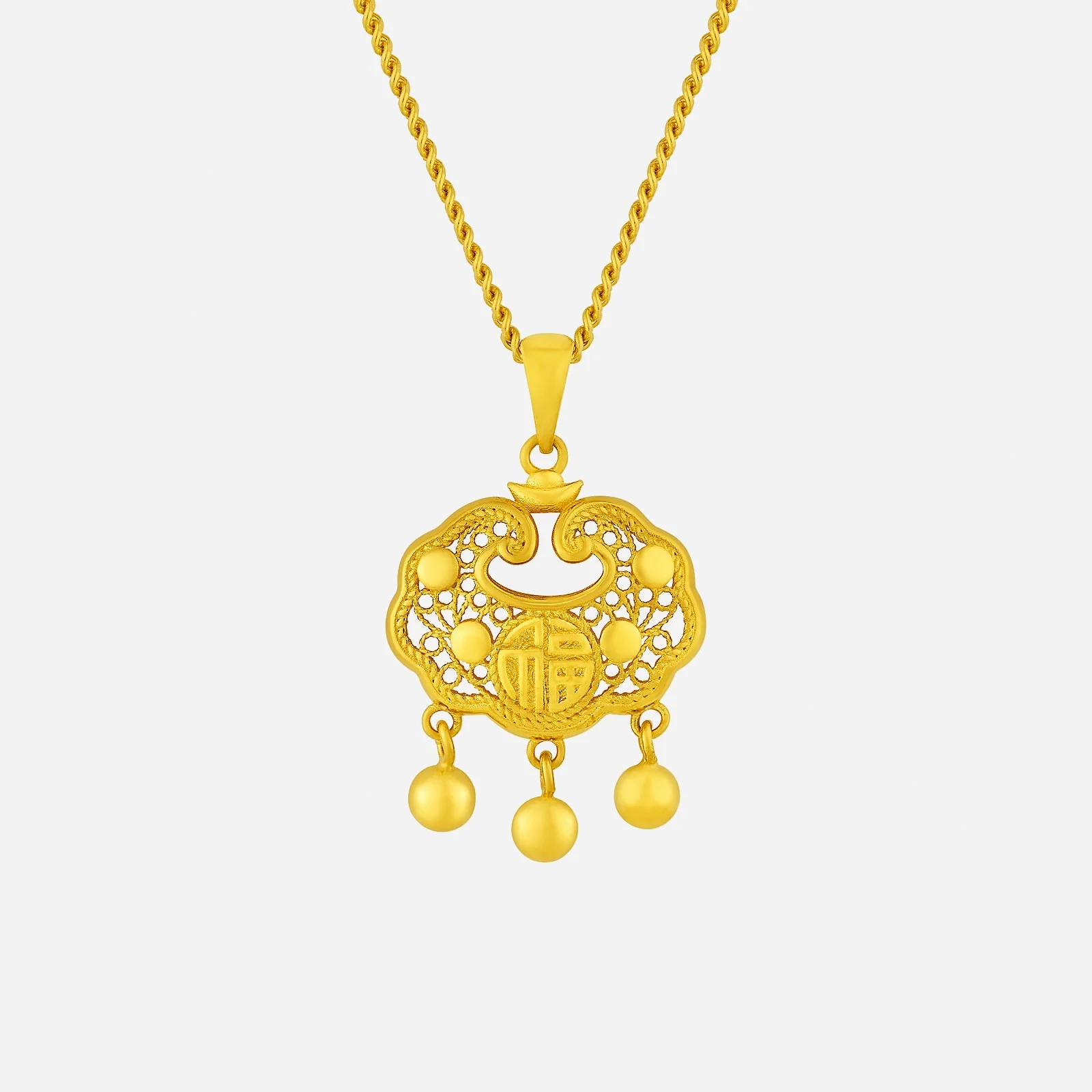 Prosperity Lock Pendant in Yellow Gold (G999STYLE1611A)