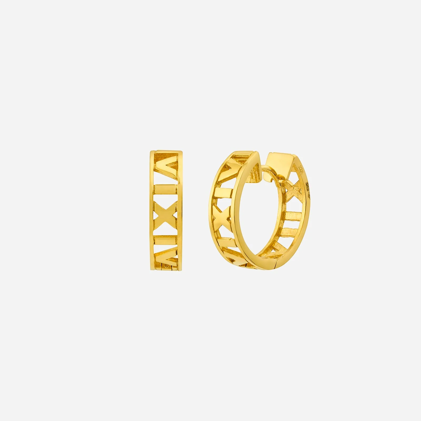 Roman Numeral Earrings in Yellow Gold (HSTYLES027S0001A)