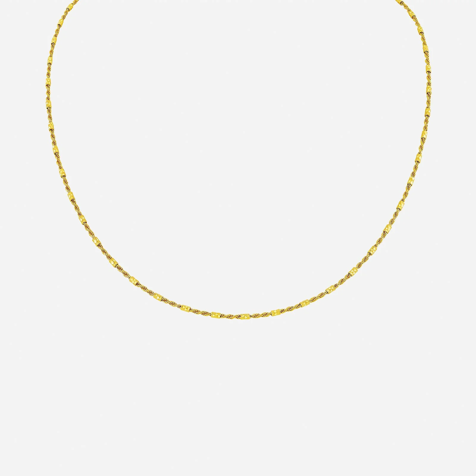 Roped Beaded Necklace in Yellow Gold	 (F22KGROUP239V0535A)