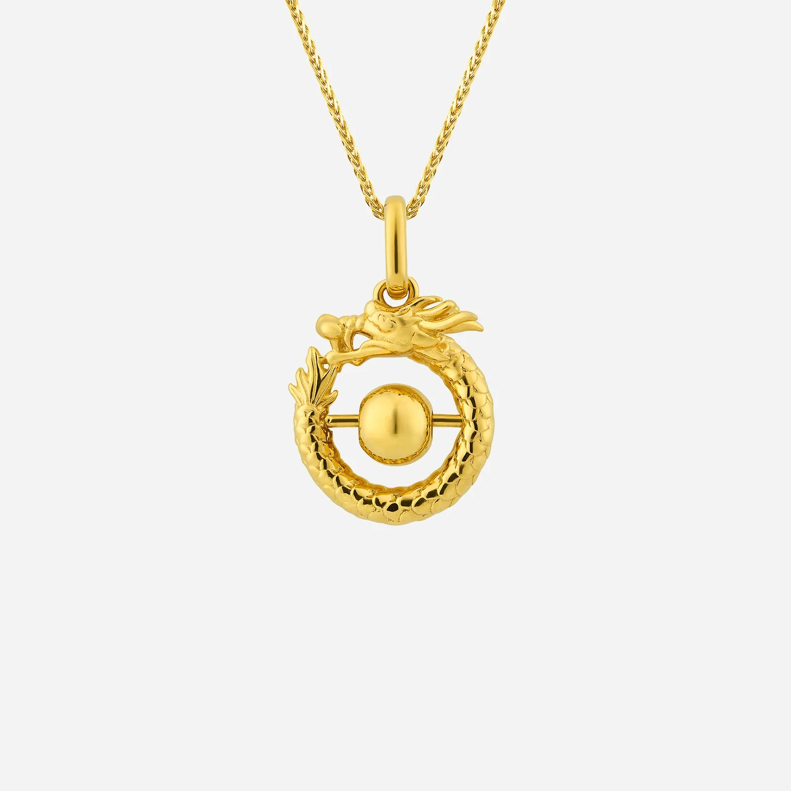 Round Dragon with Bead Pendant in Yellow Gold (G22KSTYLE1416A)