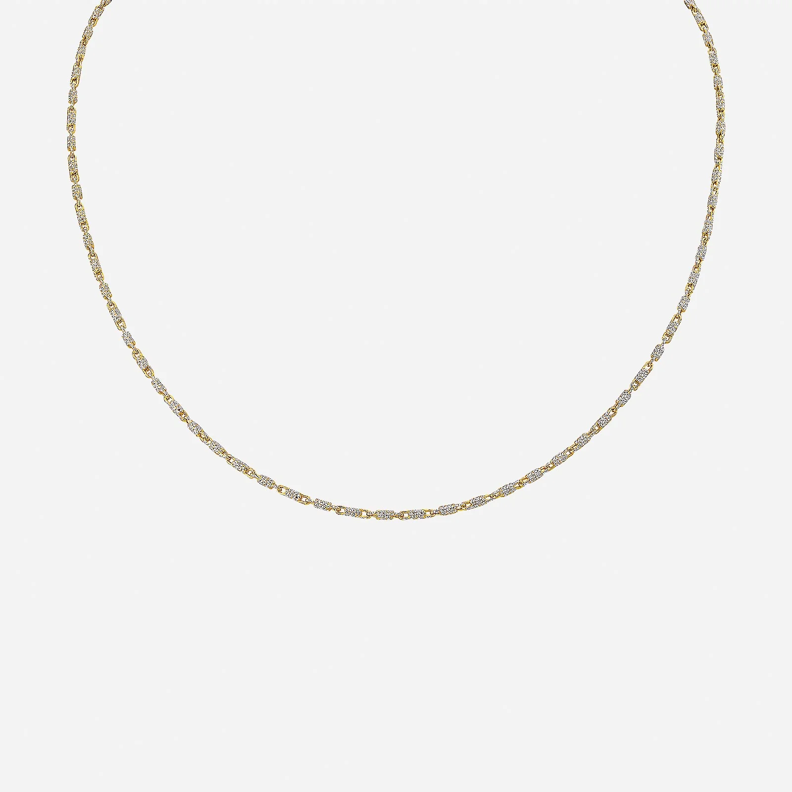 Round Snail Chain Necklace in Yellow White Gold	 (F22KGROUP110V0448A)