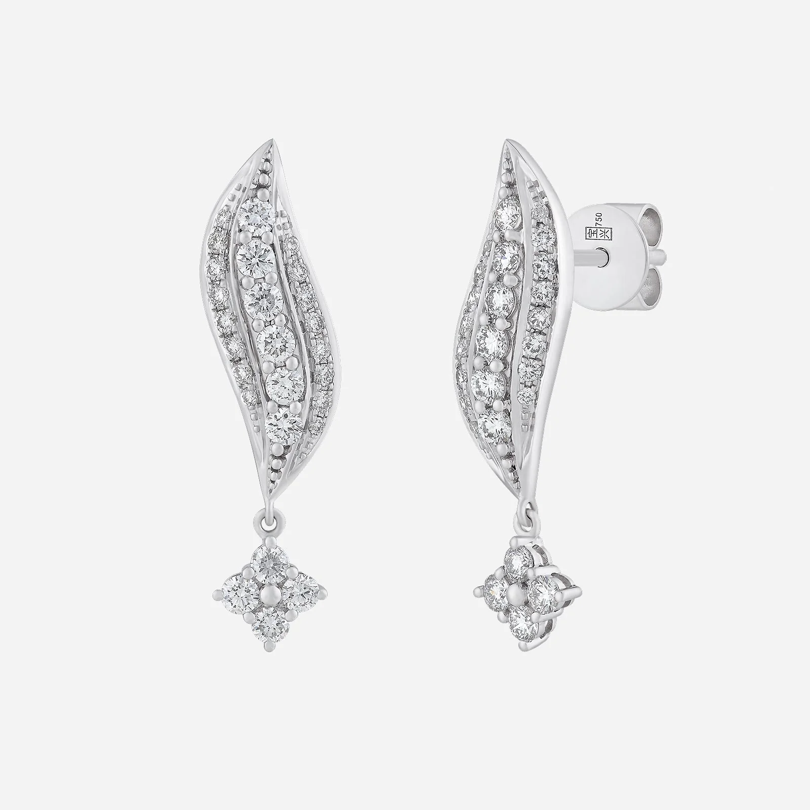 Shimmering Cascade Diamond Earrings in White Gold (HDIAGROUP196V1566A)