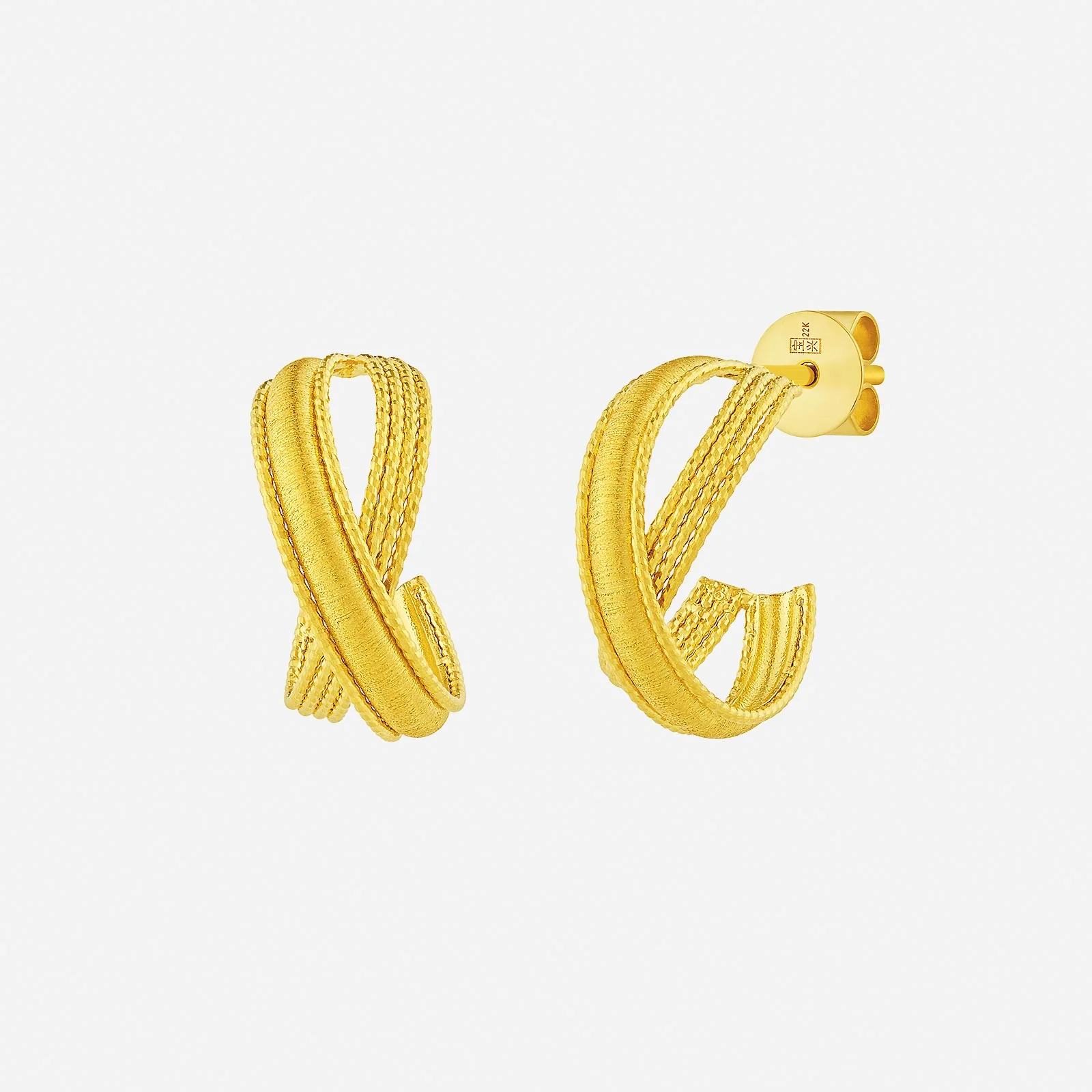 Shimmering Huggie Earrings in Yellow Gold (H22KSTYLE1641A)