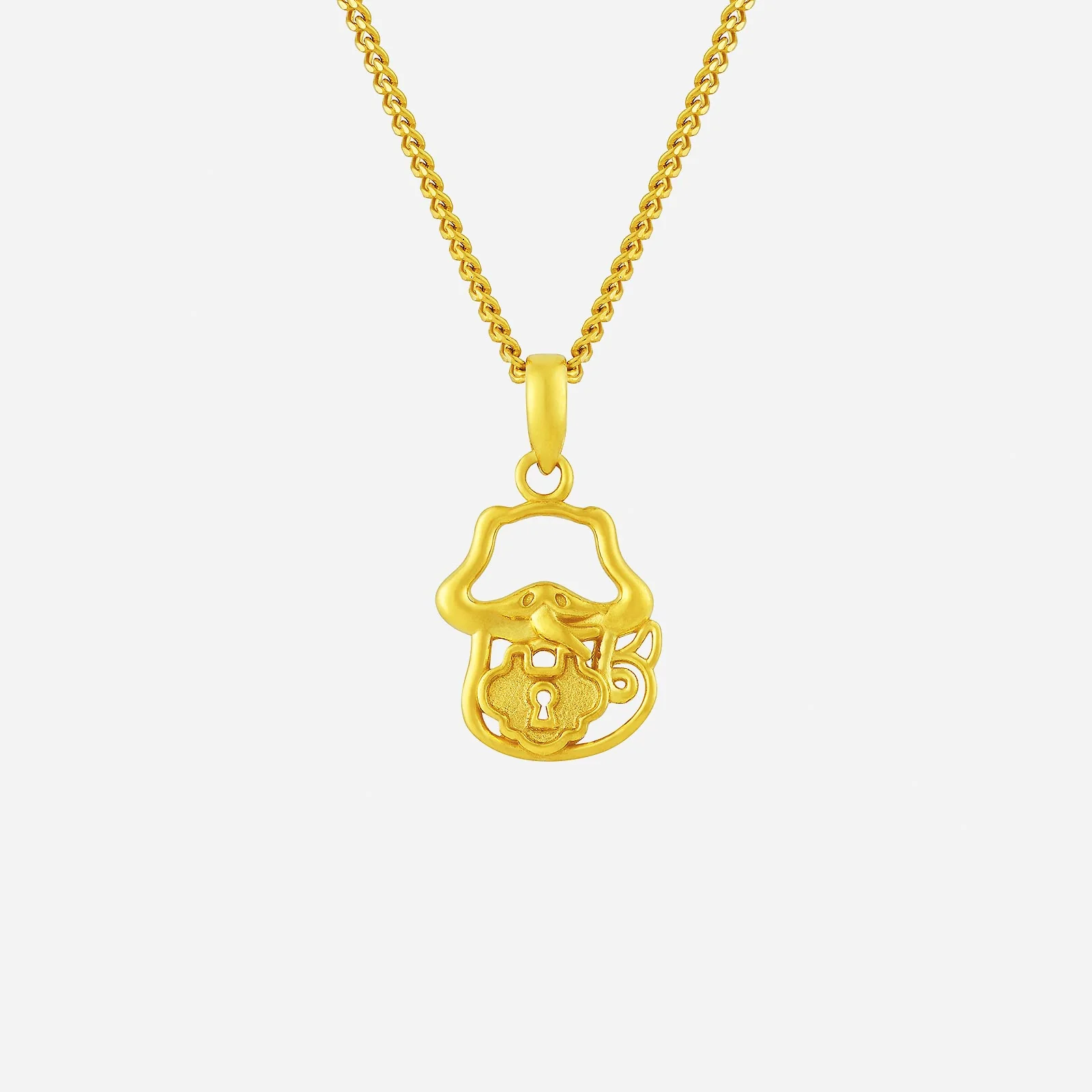 Snake with Prosperity Lock Pendant in Yellow Gold	 (G22KSTYLE1680A)