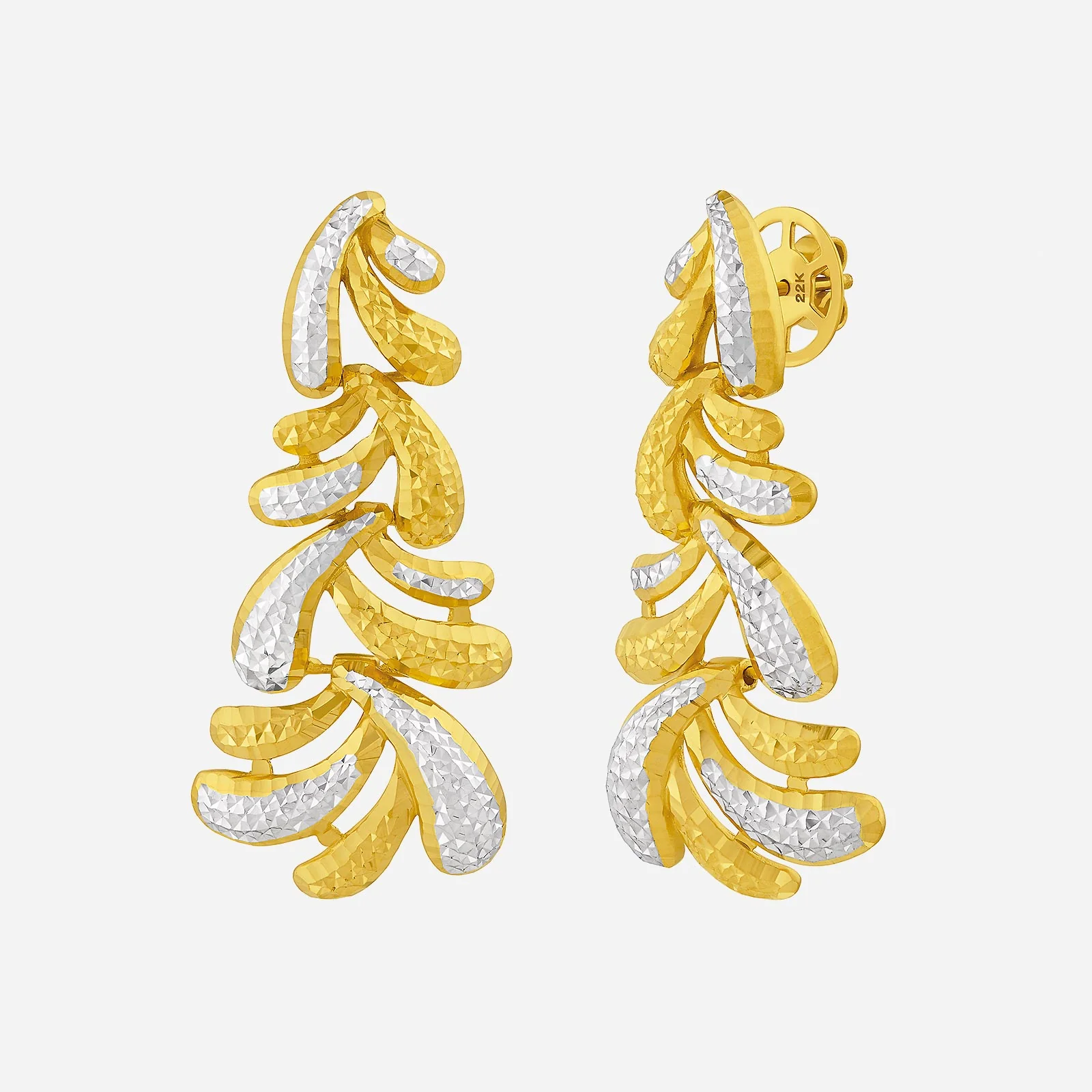 Sparkling Dangling Earrings in Yellow White Gold (H22KSTYLE1529A)