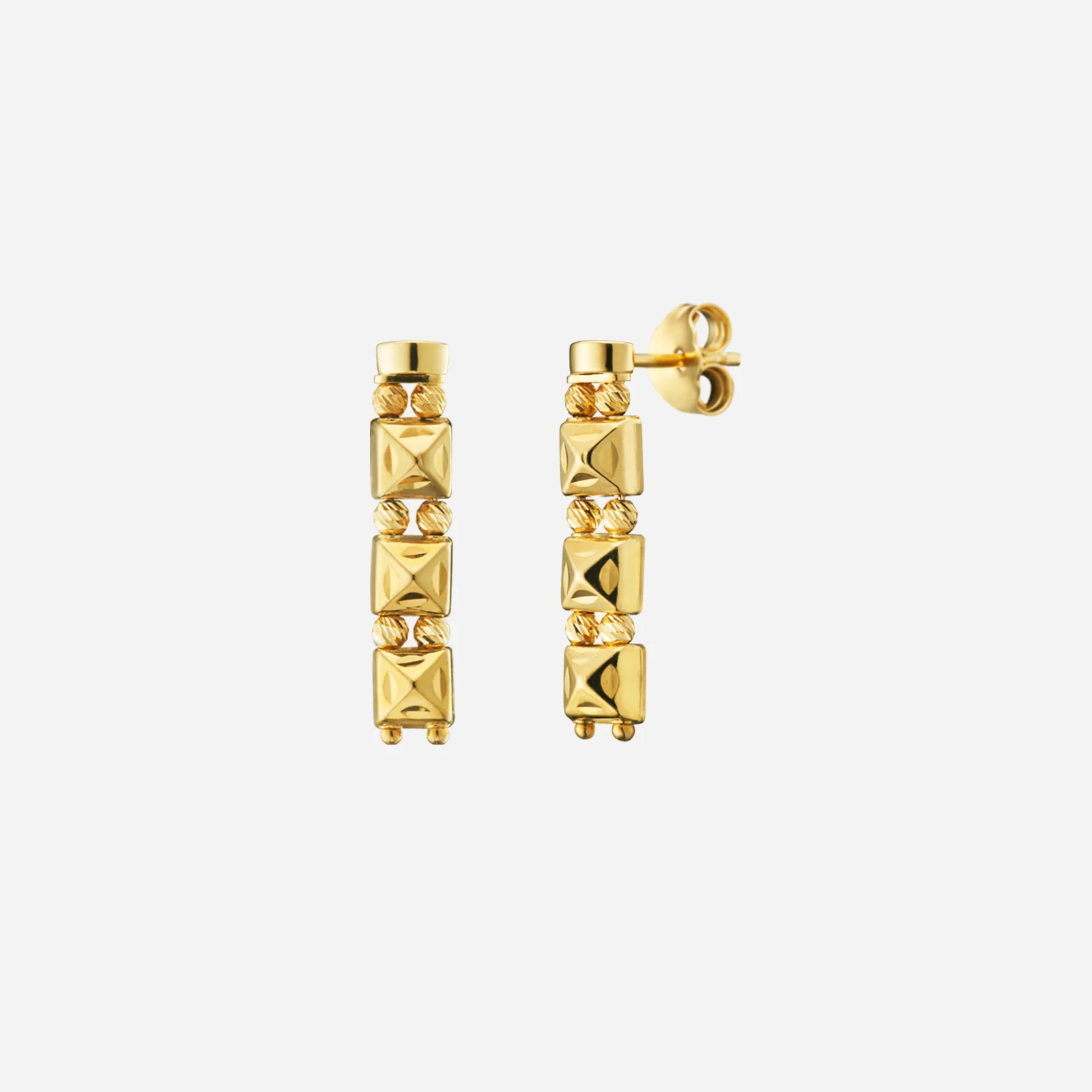 Square Bead Earrings in Yellow Gold (HGROUP014U0681A)