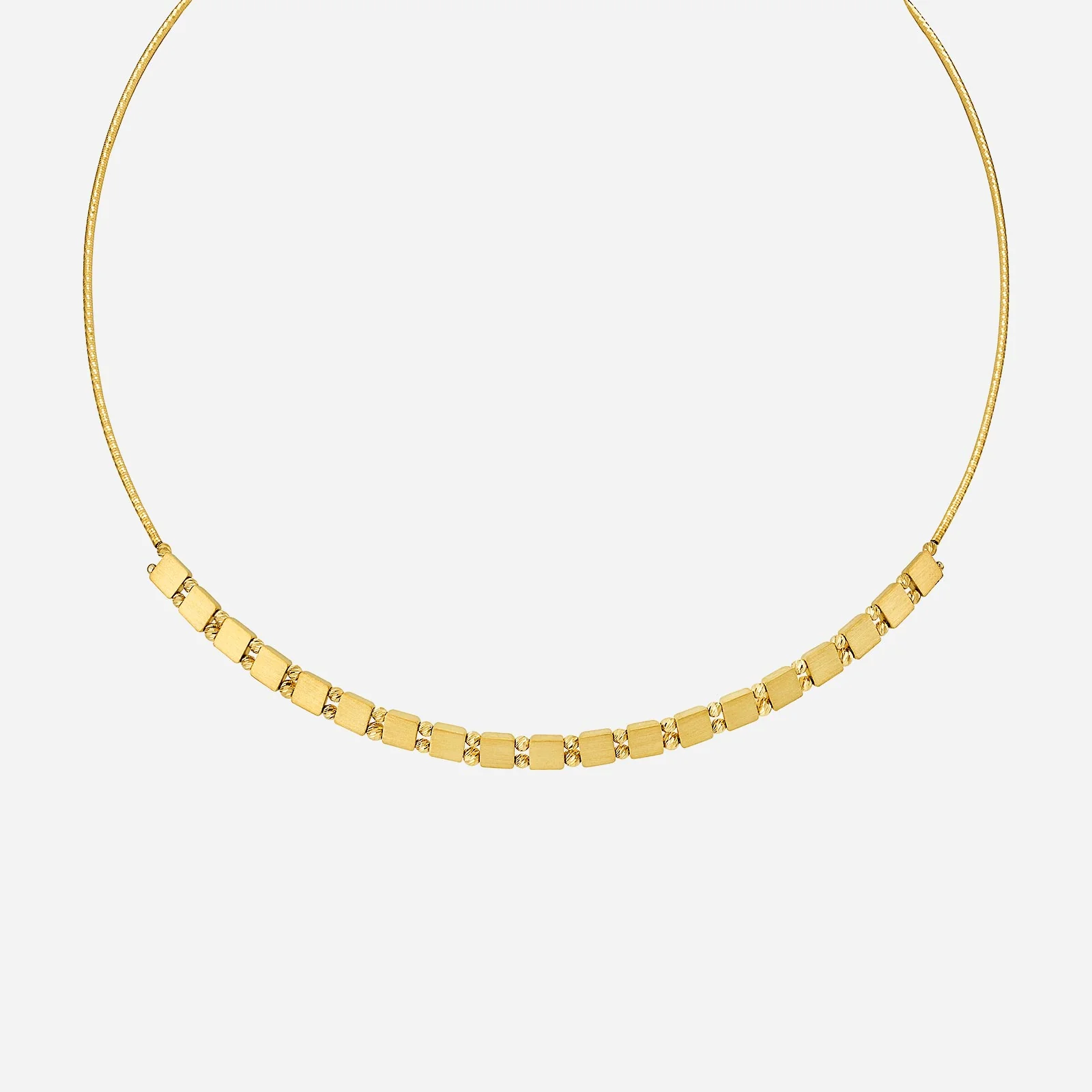Square Bead Necklace in Yellow Gold (FGROUP014U0192A)