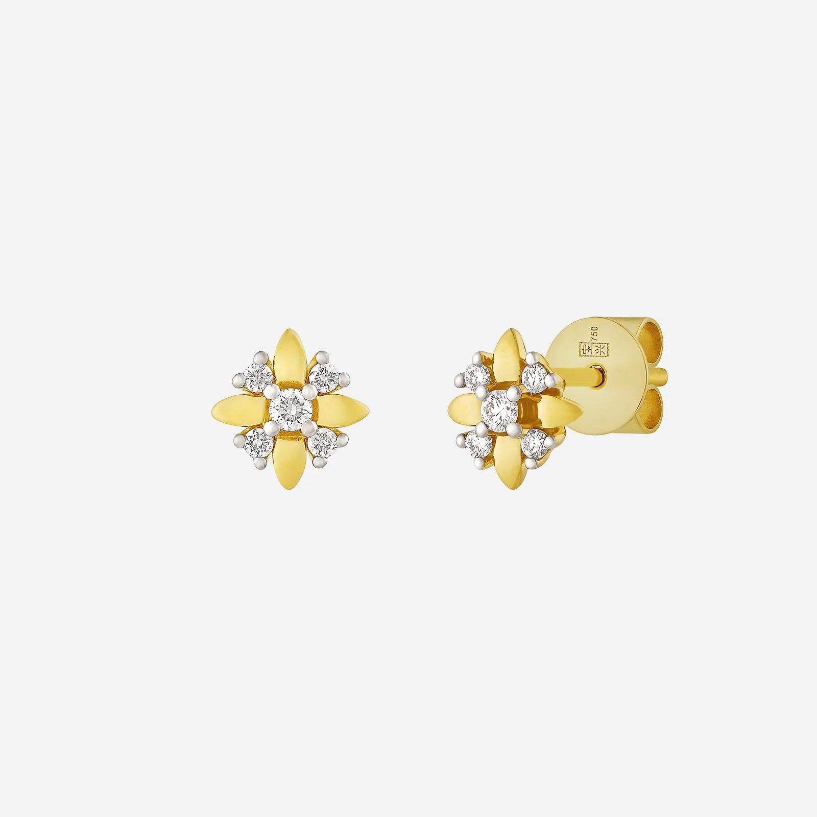 Starburst Diamond Earrings in Yellow White Gold	 (HDIAGROUP213V1596A)