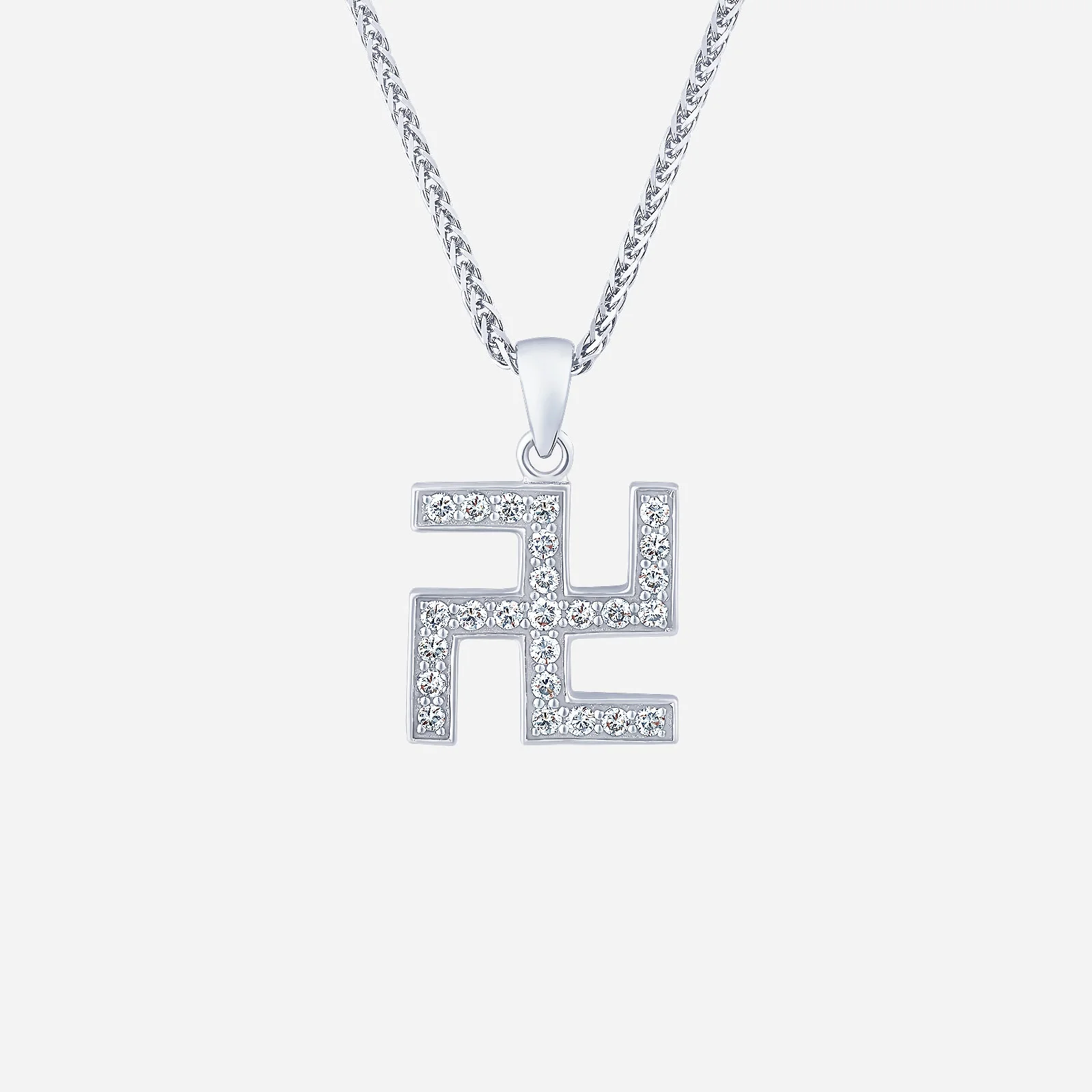 Swastika Diamond Pendant in White Gold (GSTYLE053L0004A)
