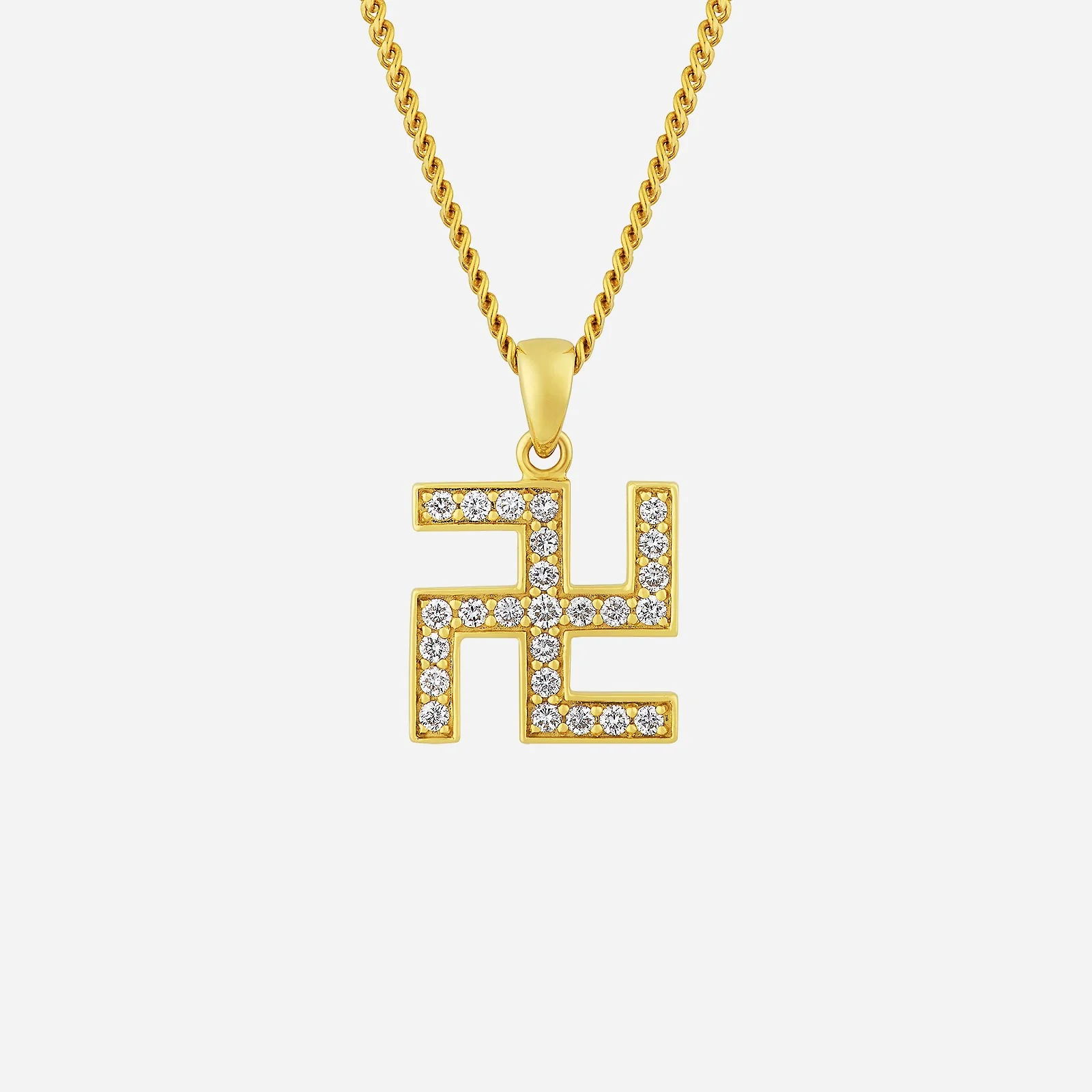 Swastika Diamond Pendant in Yellow Gold (GDIASTYLEY053L1231A)
