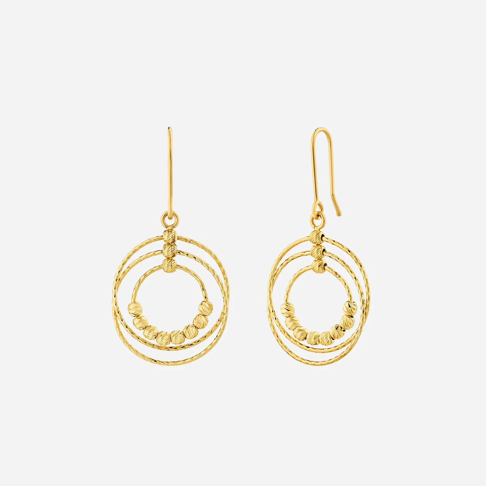 Textured Bead Drop Earrings in Yellow Gold (H22KGROUP114V1307A)