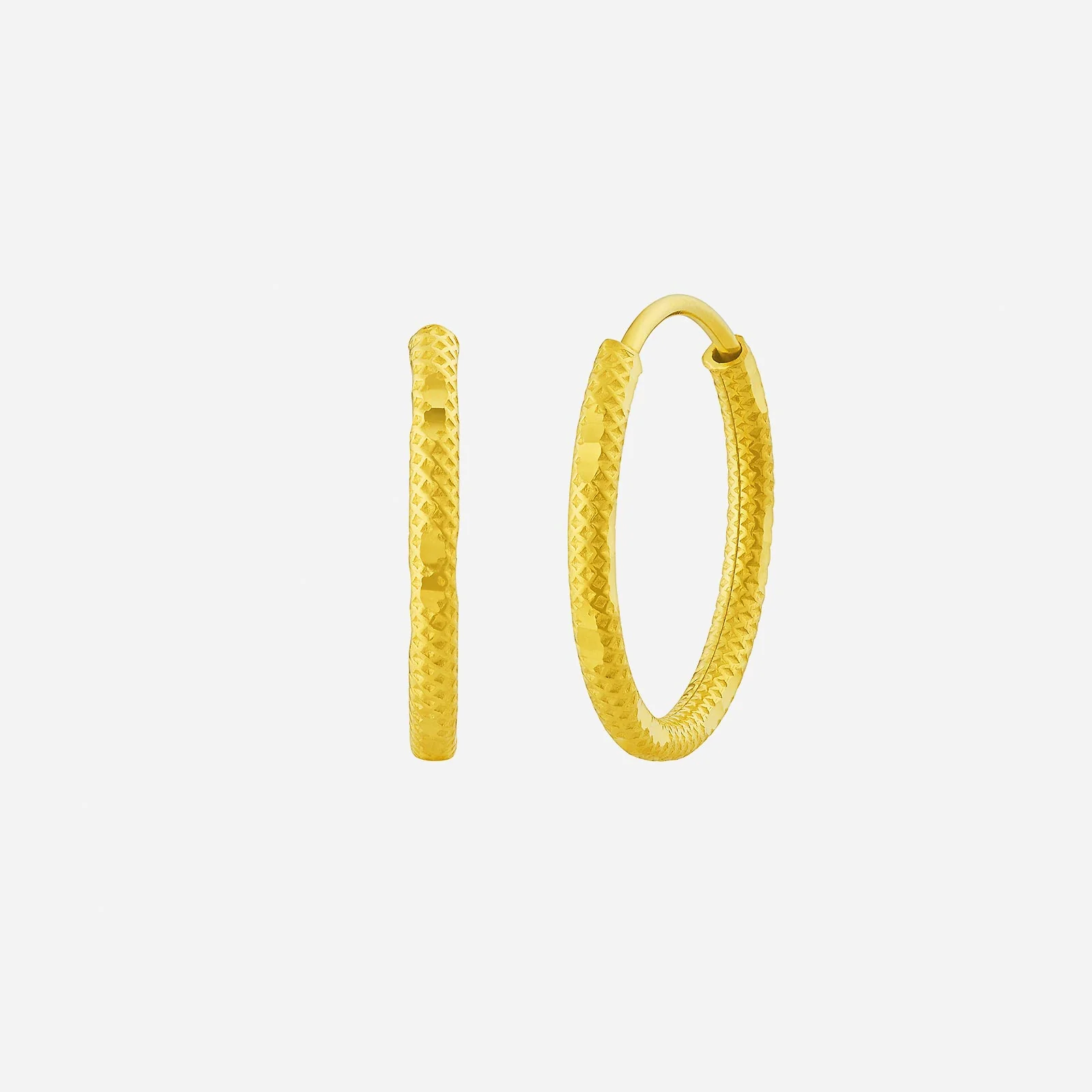 Textured Cut Hoop Earrings in Yellow Gold (H22KHOOP1370A)