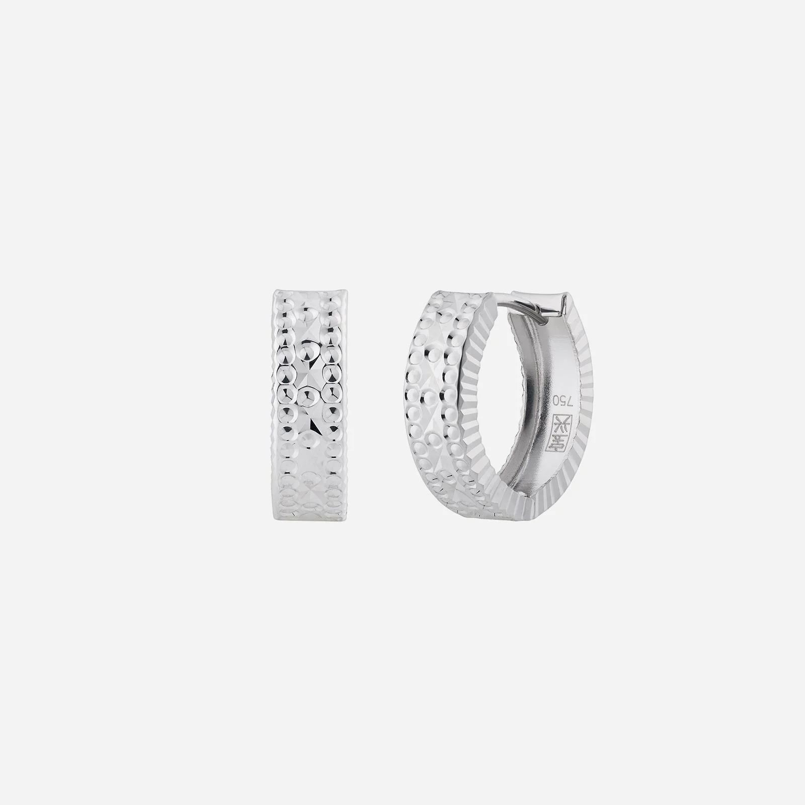 Textured Huggie Earrings in White Gold (H750STYLE1082A)