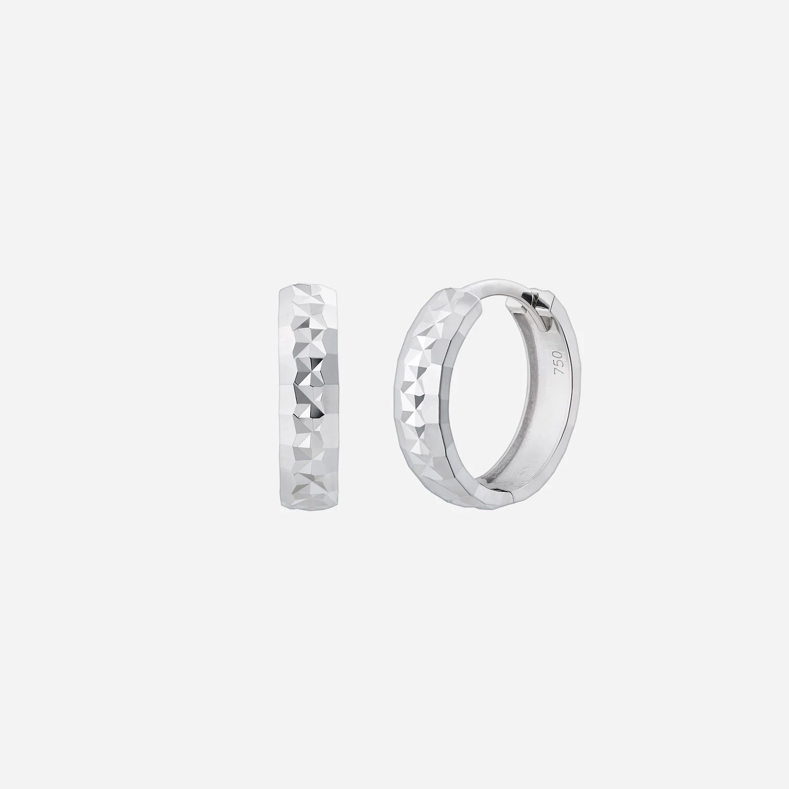 Textured Huggie Earrings in White Gold (HSTYLE020S0070A)