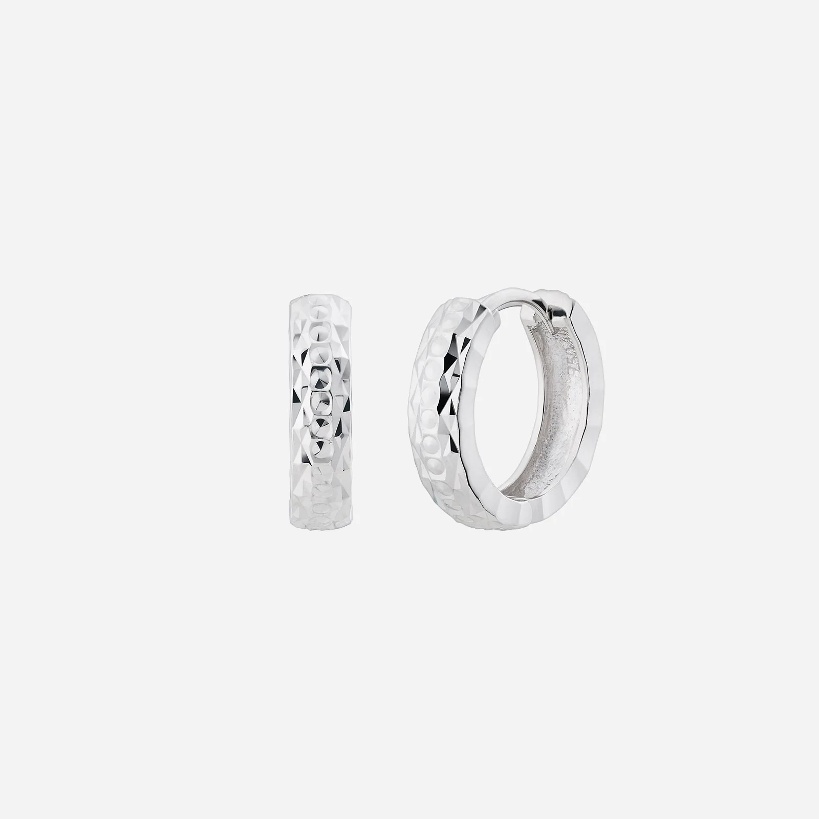 Textured Huggie Earrings in White Gold (HSTYLE0517A)