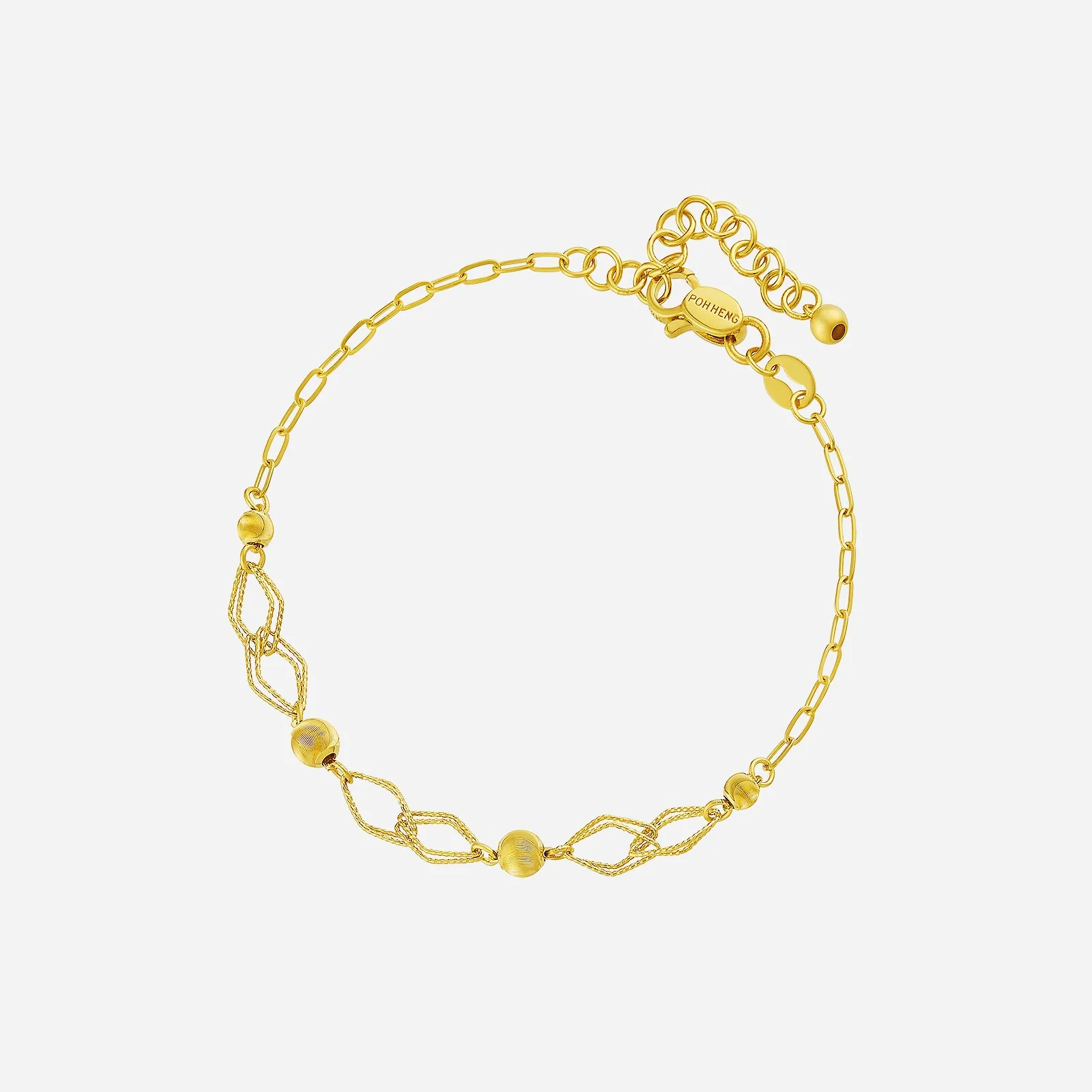 Textured Rhombus Loop Bracelet in Yellow Gold (E22KSTYLE0554A)