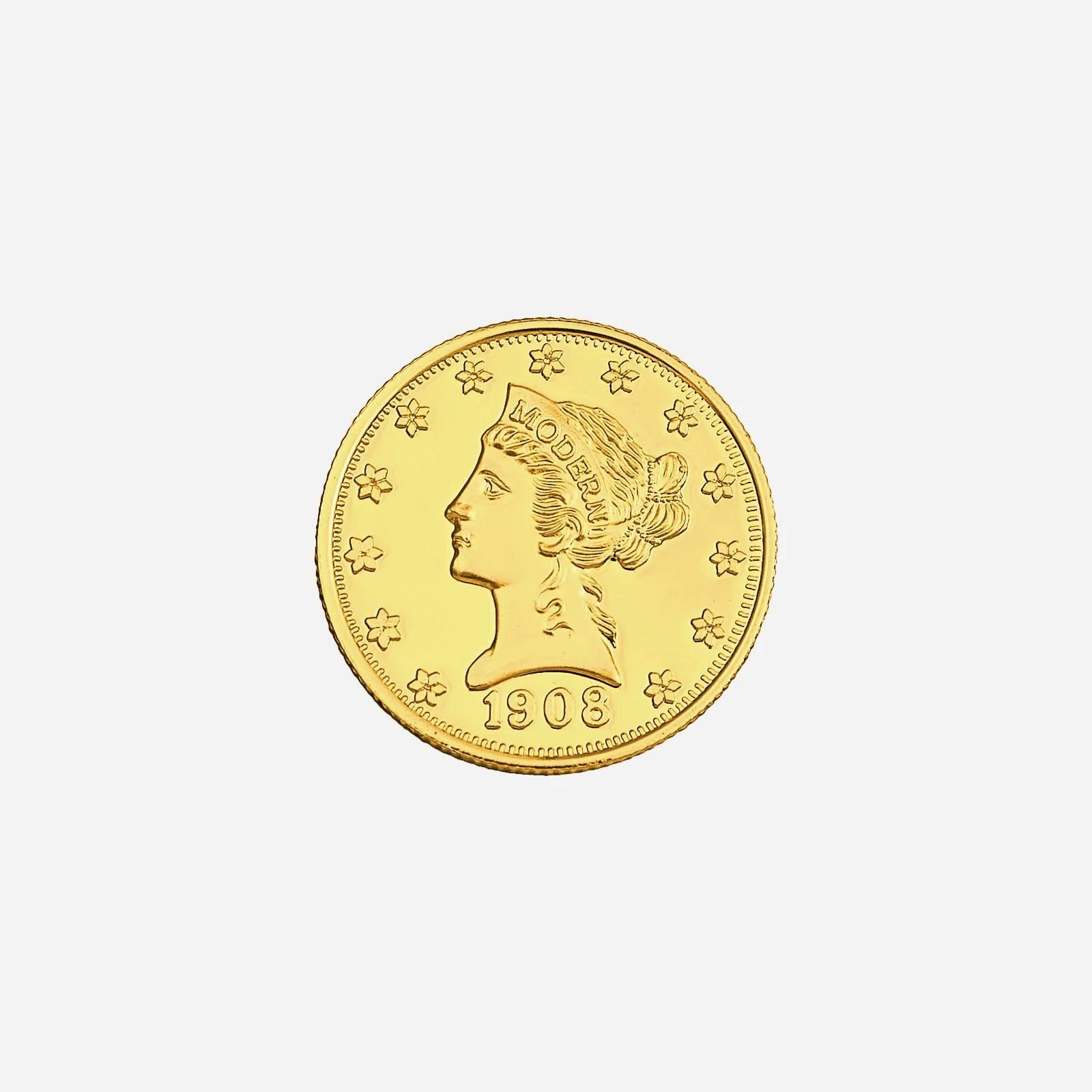 Treasures Lady Liberty 1908 Medallion in Yellow Gold (JMEDALLION2300008A)