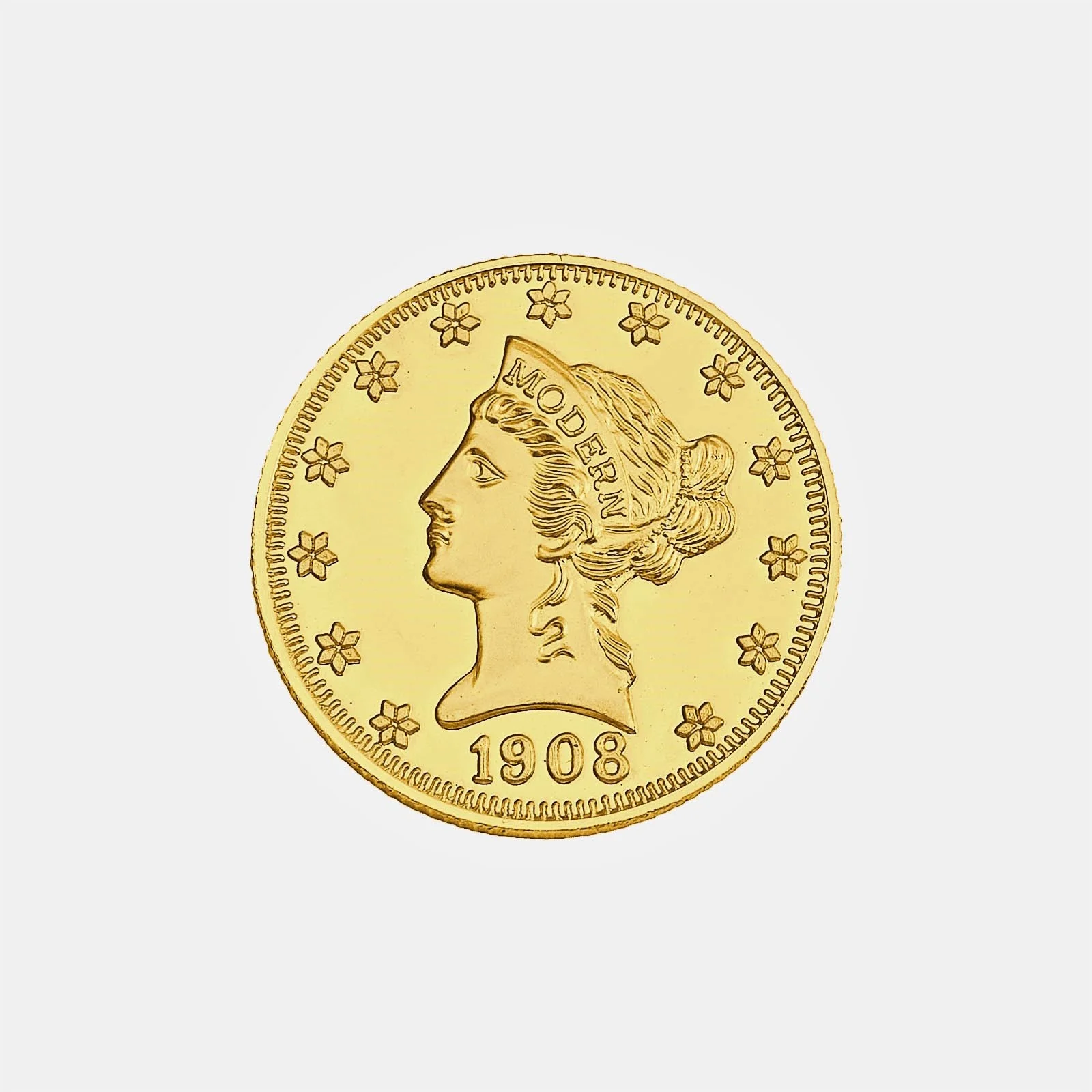 Treasures Lady Liberty 1908 Medallion in Yellow Gold (JMEDALLION2800007A)