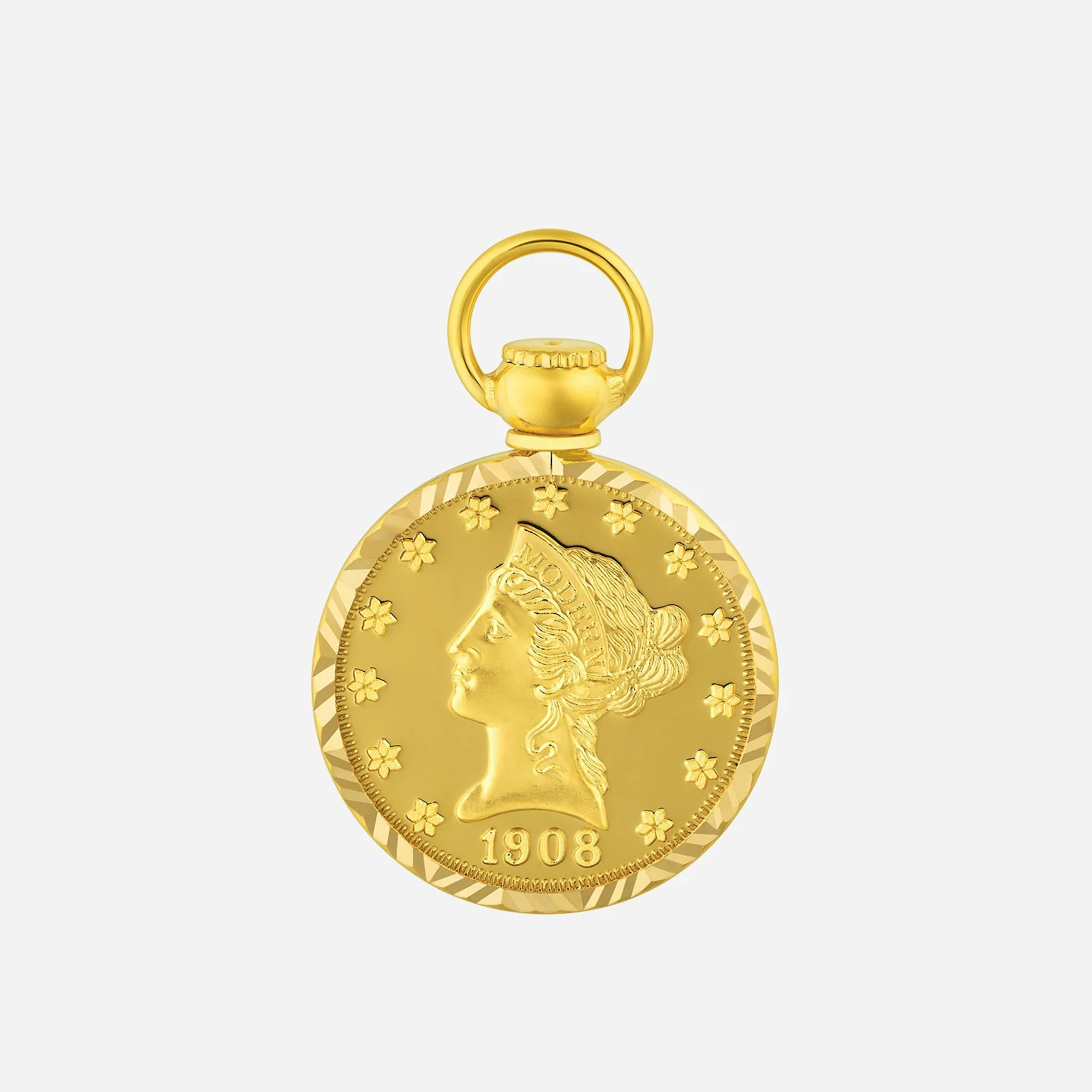 Treasures Lady Liberty 1908 Pendant in Yellow Gold (G22KMEDALLION281305A)