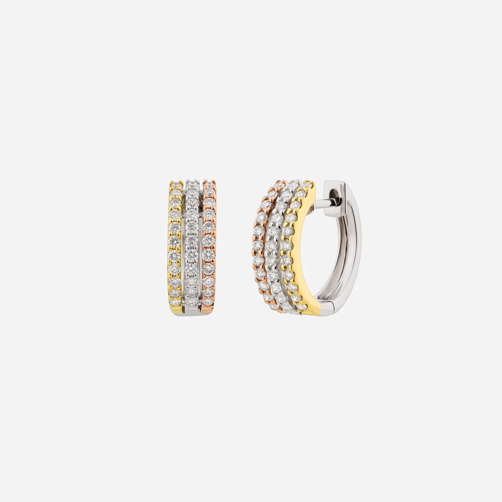Tricolour Diamond Earrings in Yellow White Rose Gold (HDIAGROUP017J0002A)