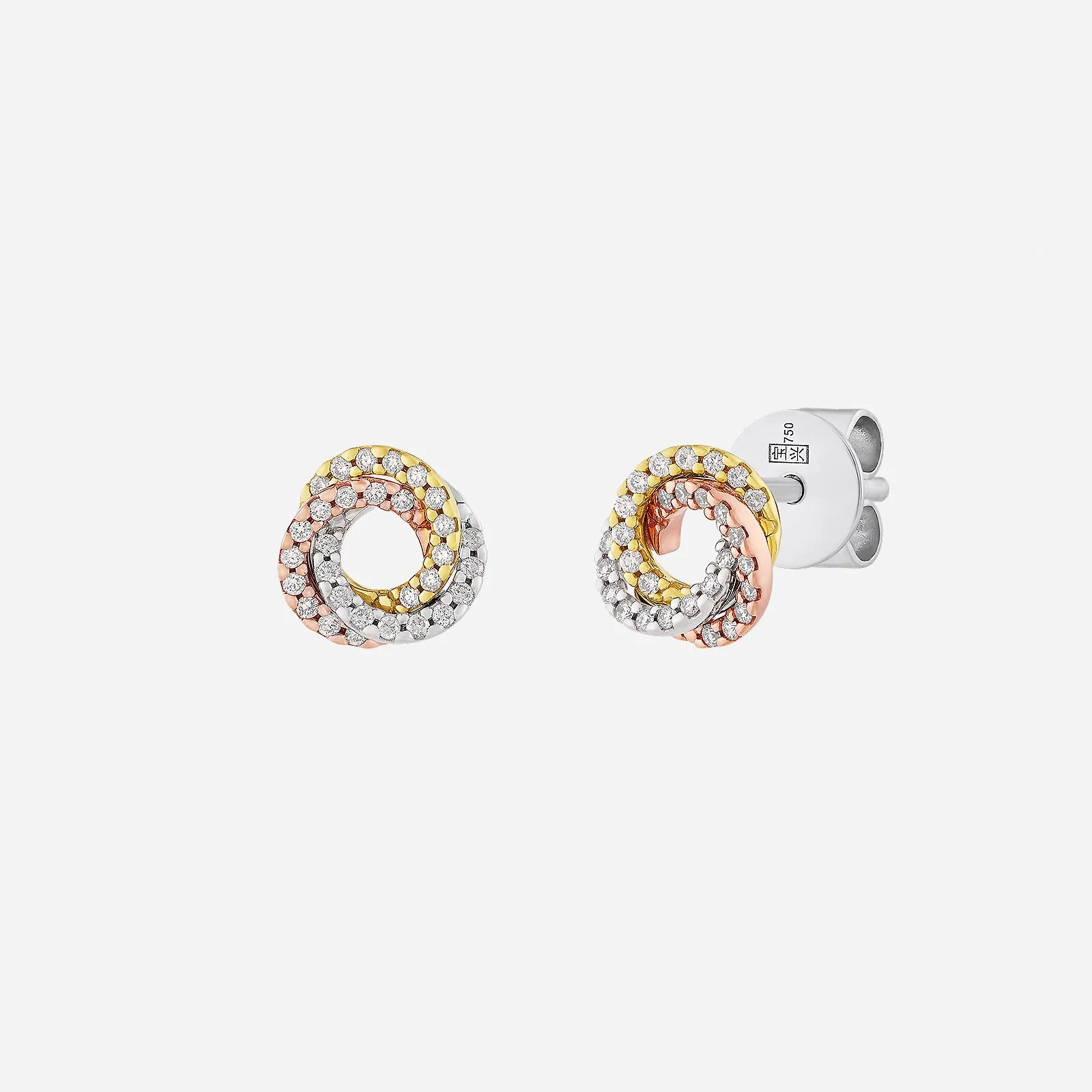 Trio Hoop Diamond Earrings in Yellow White Rose Gold	 (HDIAGROUP211V1593A)