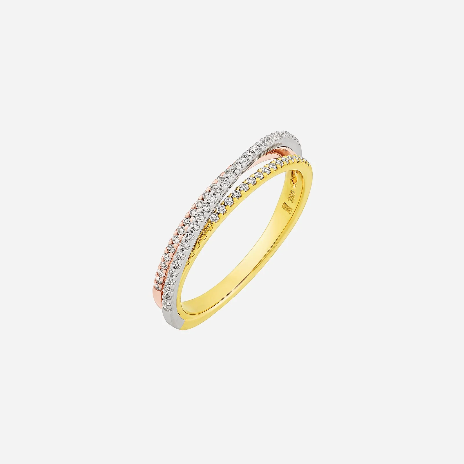 Trio Line Diamond Ring in Yellow White Rose Gold (ADIASTYLE0944A)