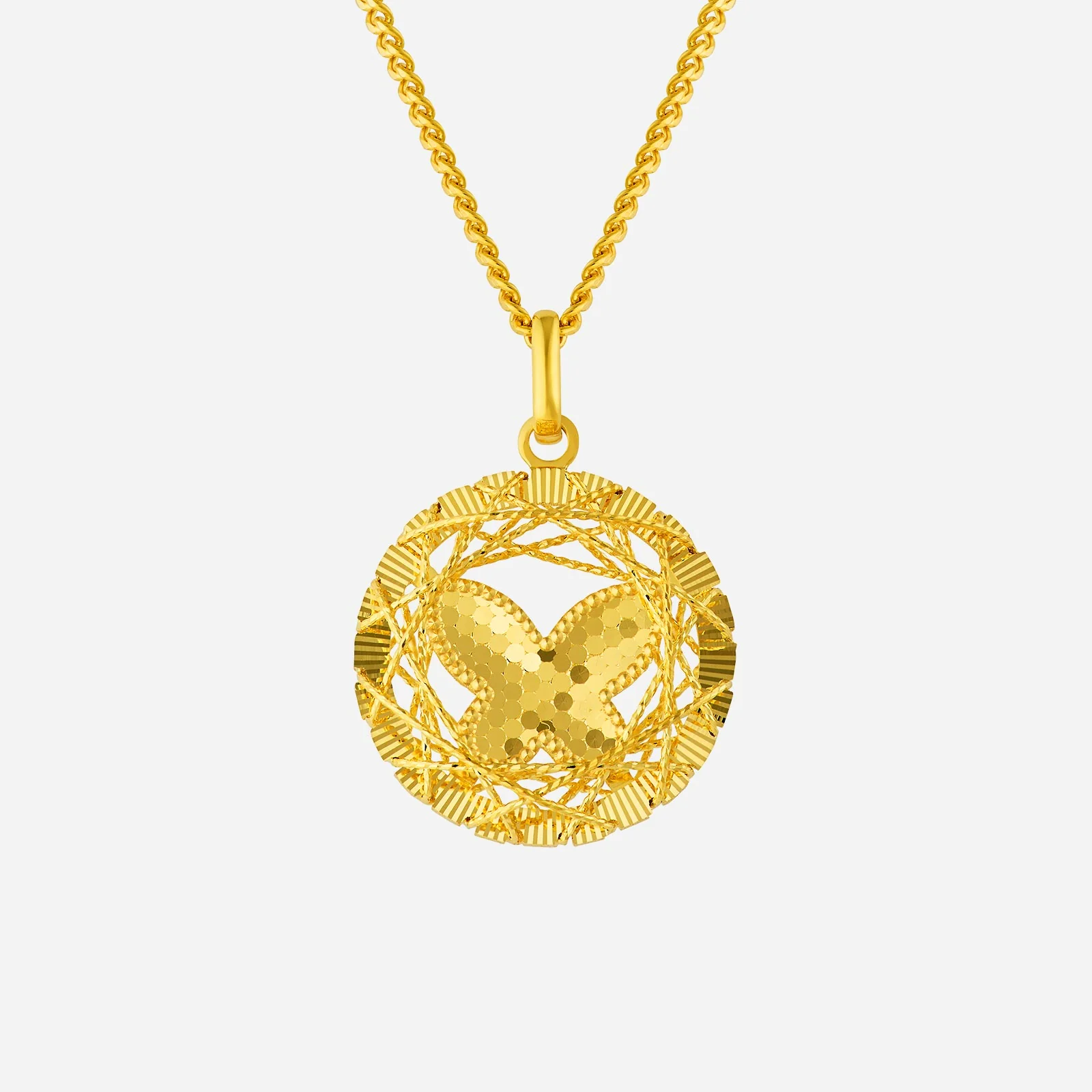 Tweed Cut Butterfly Pendant in Yellow Gold (G22KSTYLE1453A)