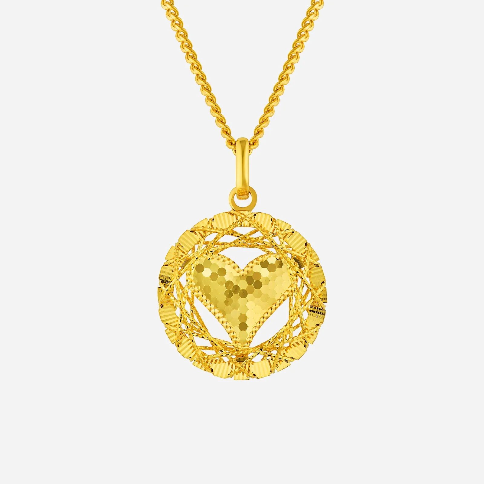 Tweed Cut Heart Pendant in Yellow Gold (G22KSTYLE1451A)