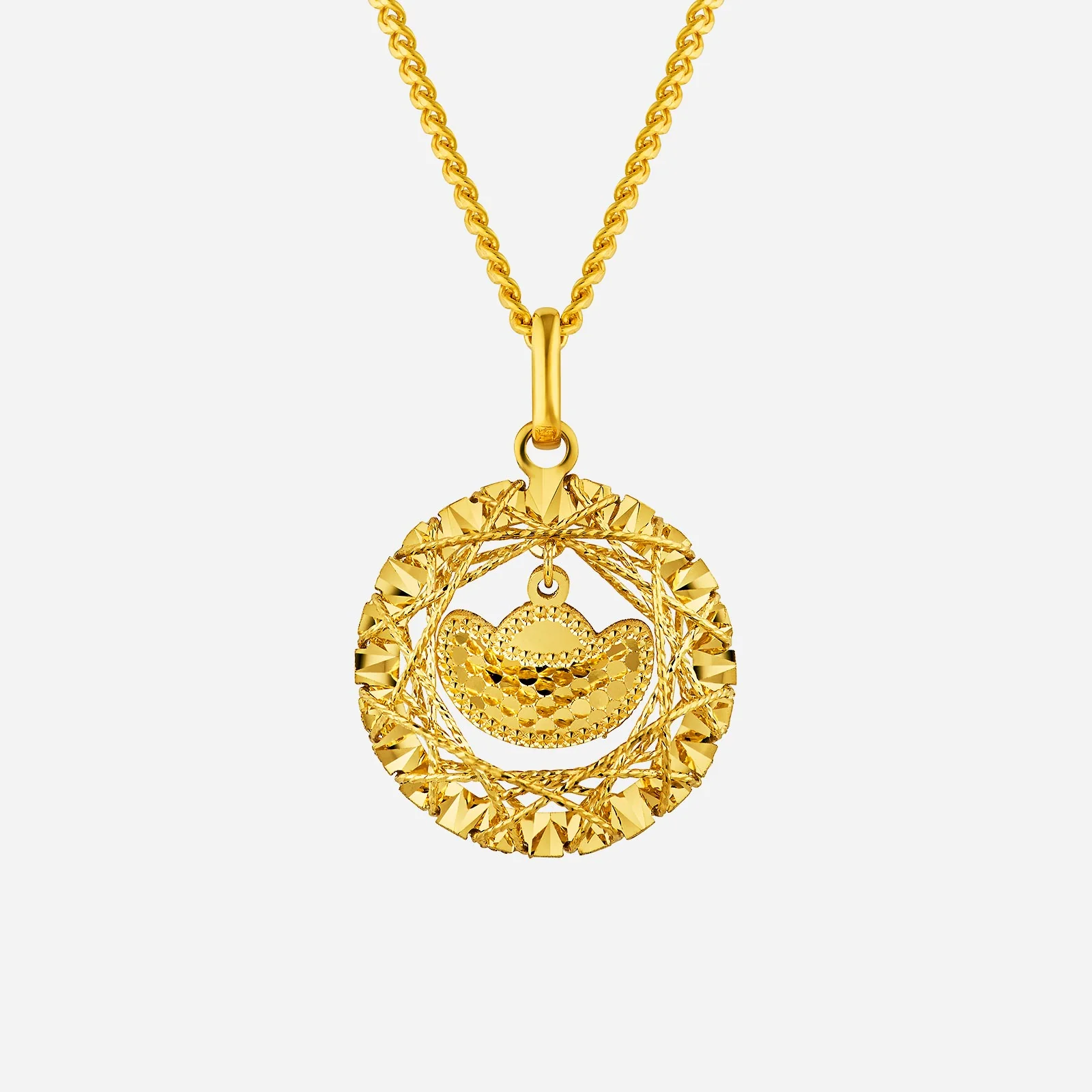 Tweed Cut Ingot Pendant in Yellow Gold	 (G22KSTYLE1452A)