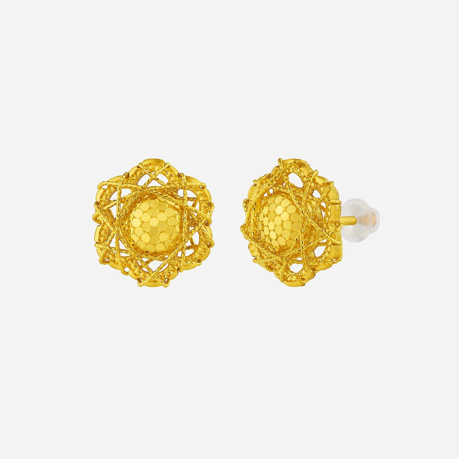 Tweed Floral Earrings in Yellow Gold (H999GROUP152V1406A)